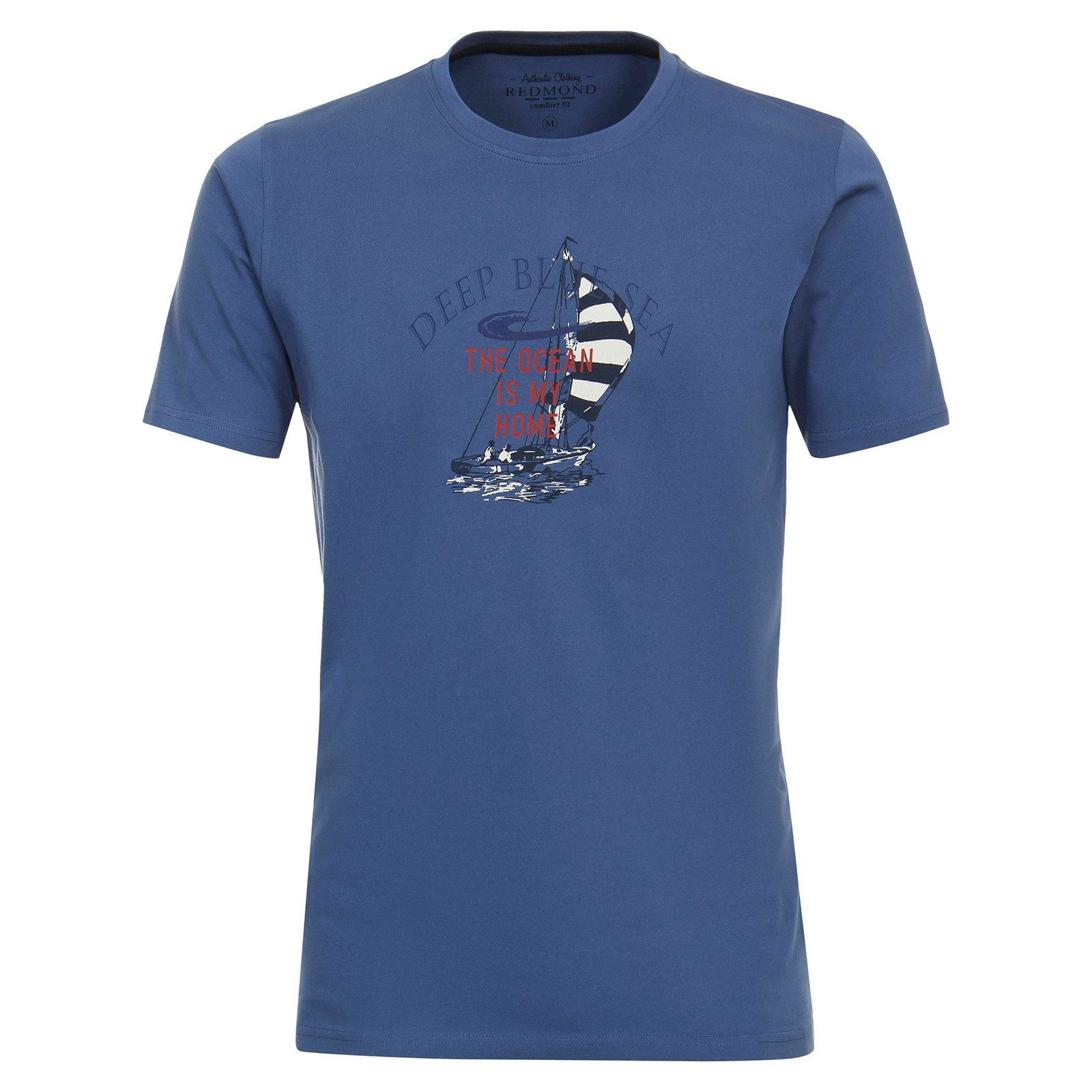 Redmond Rundhalsshirt Redmond T-Shirt XXL blau Frontdruck maritim