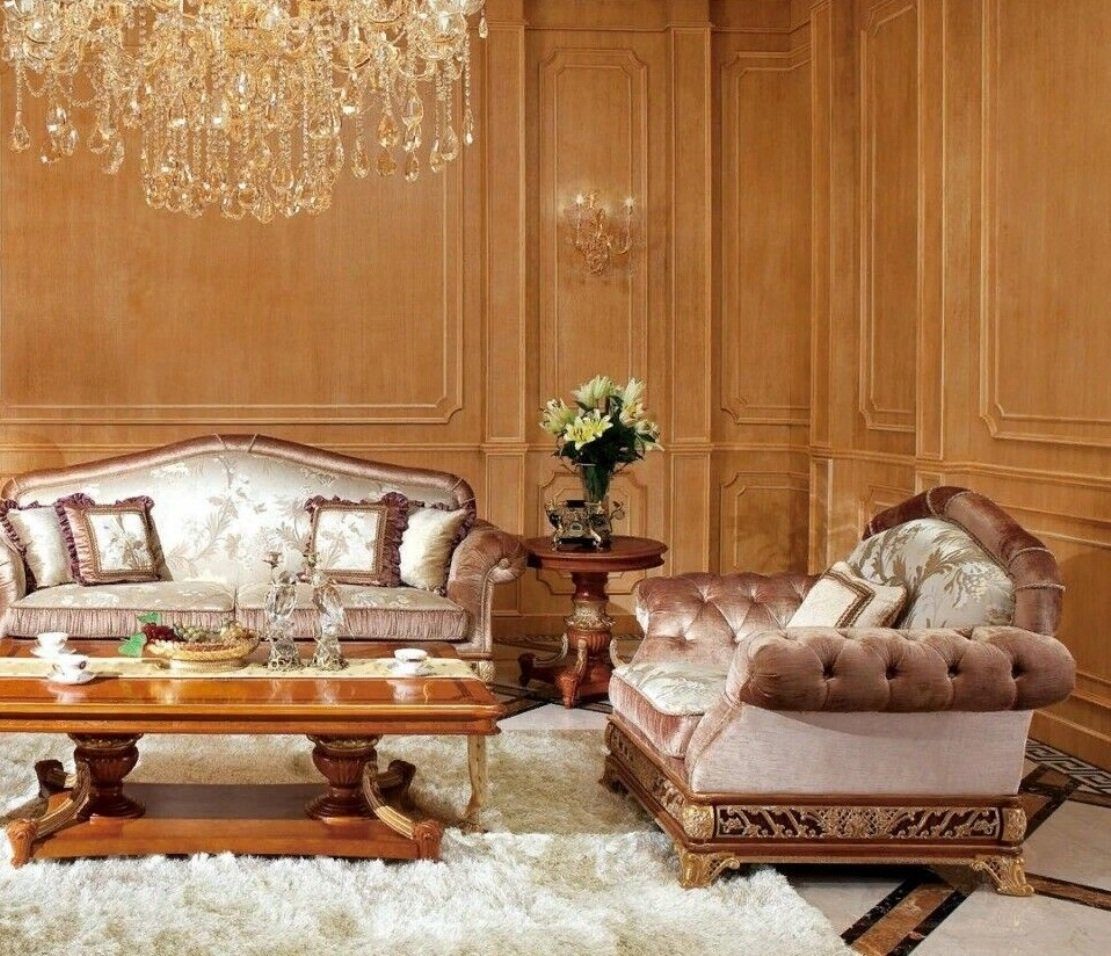 JVmoebel Sofa Klassische Sofagarnitur 2+1 Barock E62 Rokoko Antik Stil Sofa Couch, Made in Europe