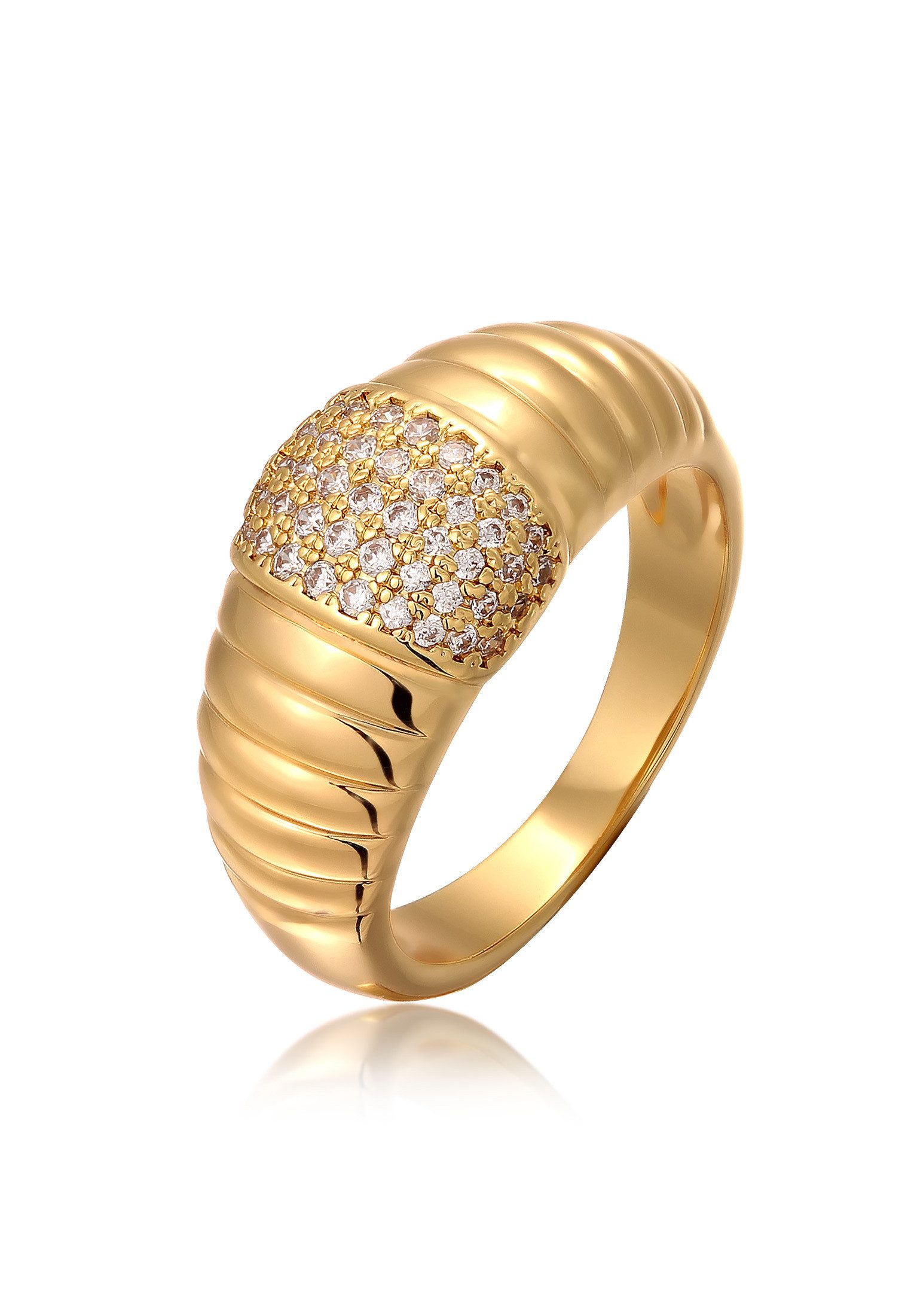 Fingerring Zirkonia Statement Goldfarben