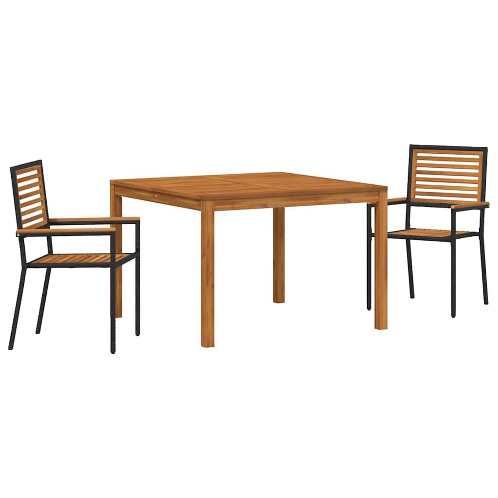 Gartenlounge-Set Garten Essgruppe 3 pcs Schwarz Massivholz