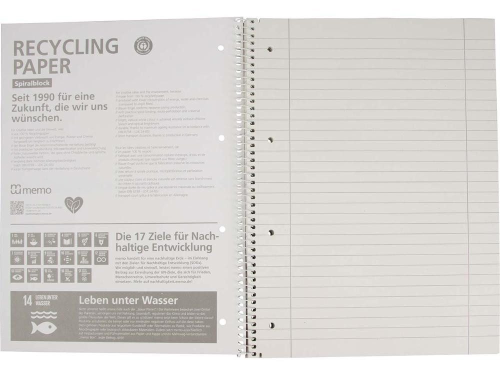 memo Notizblock memo Collegeblock DIN A4, 70 g/m²