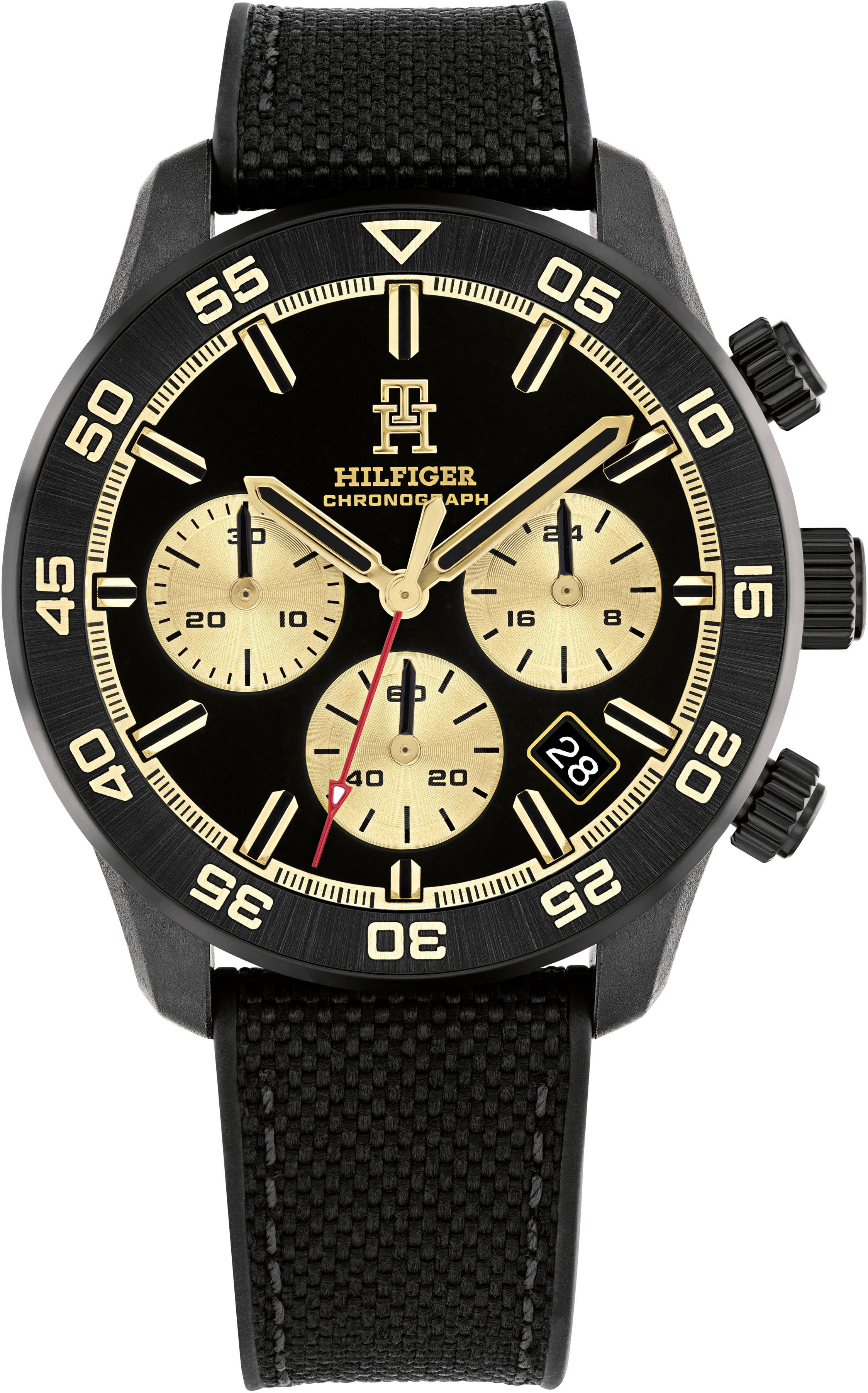Tommy Hilfiger Chronograph TH85 CARBON 1792182, Quarzuhr, Armbanduhr, Herrenuhr, analog, Tag, Stoppfunktion