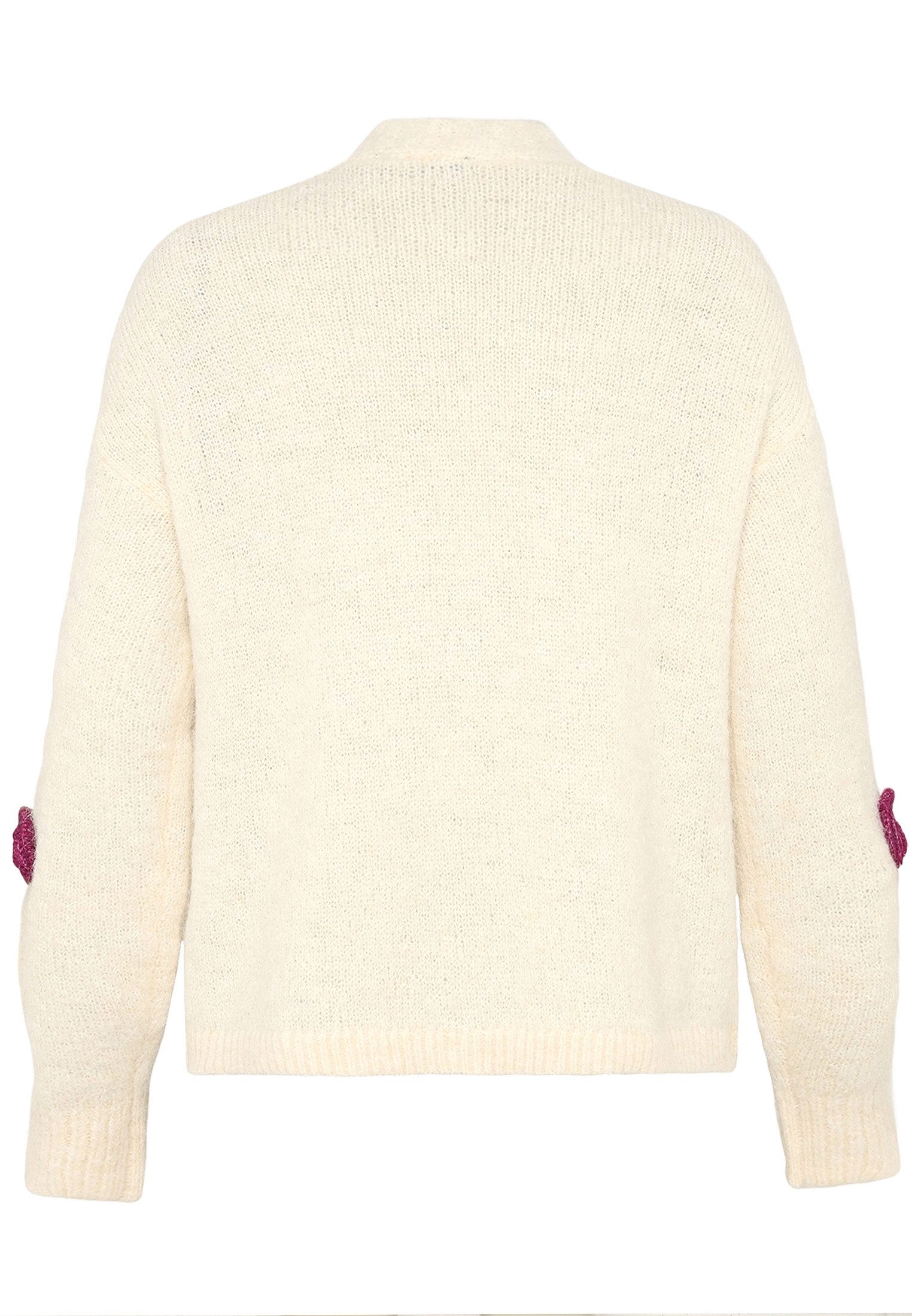 Zero Strickjacke Damen mit bunten 3D Blumen (1-tlg) Knopfleiste