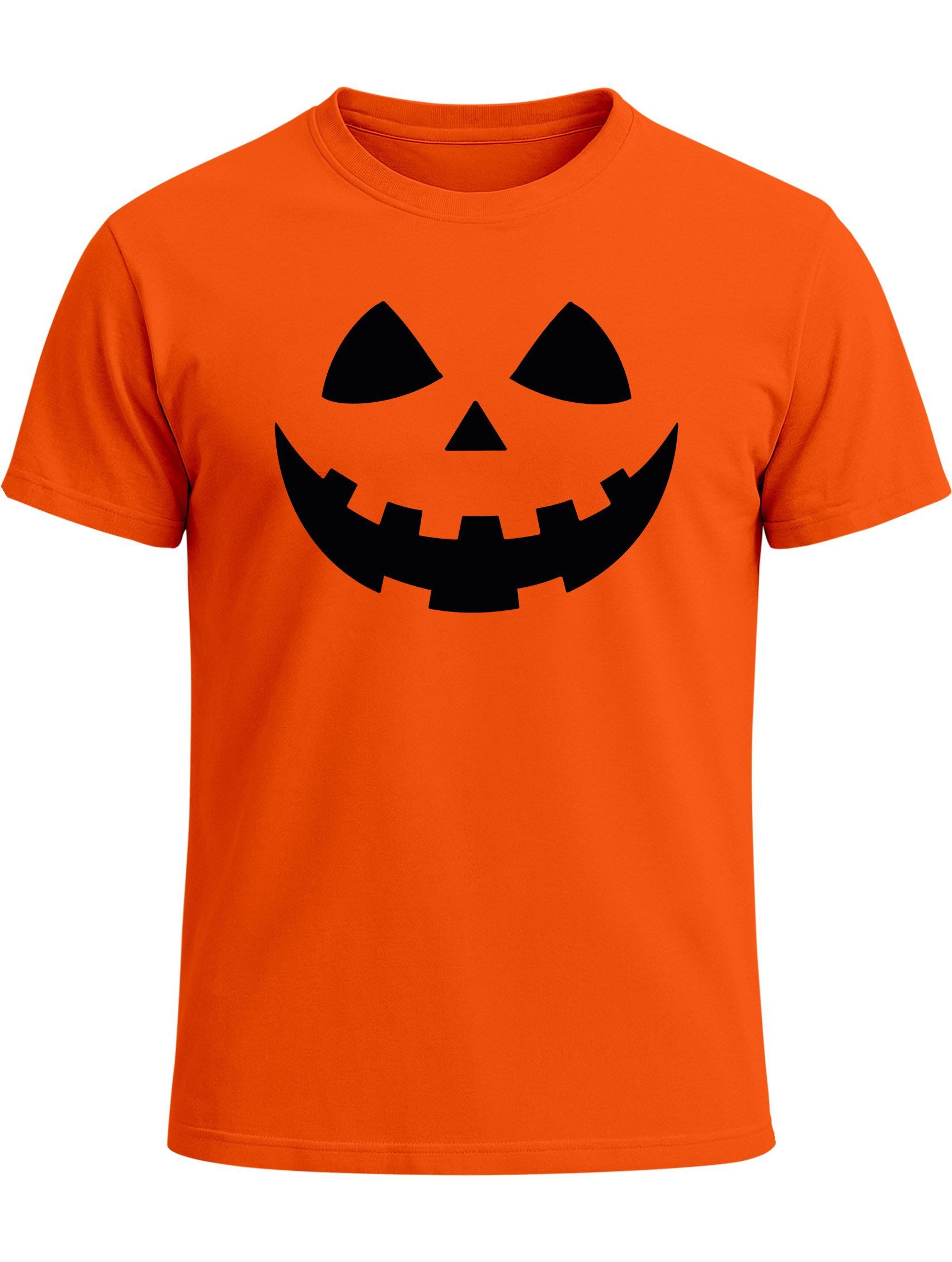 Print-Shirt Herren T-Shirt Kürbis Halloween Party Kostüm Fasching Herbst Männer