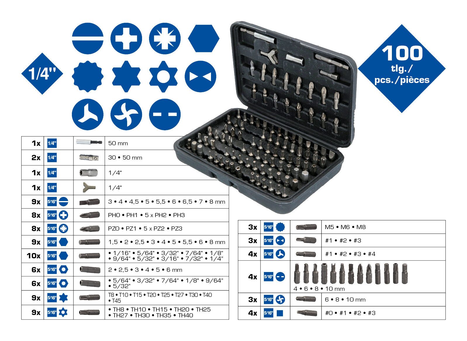 Brilliant Tools Bit-Set, 100-St., Satz, 100-teilig