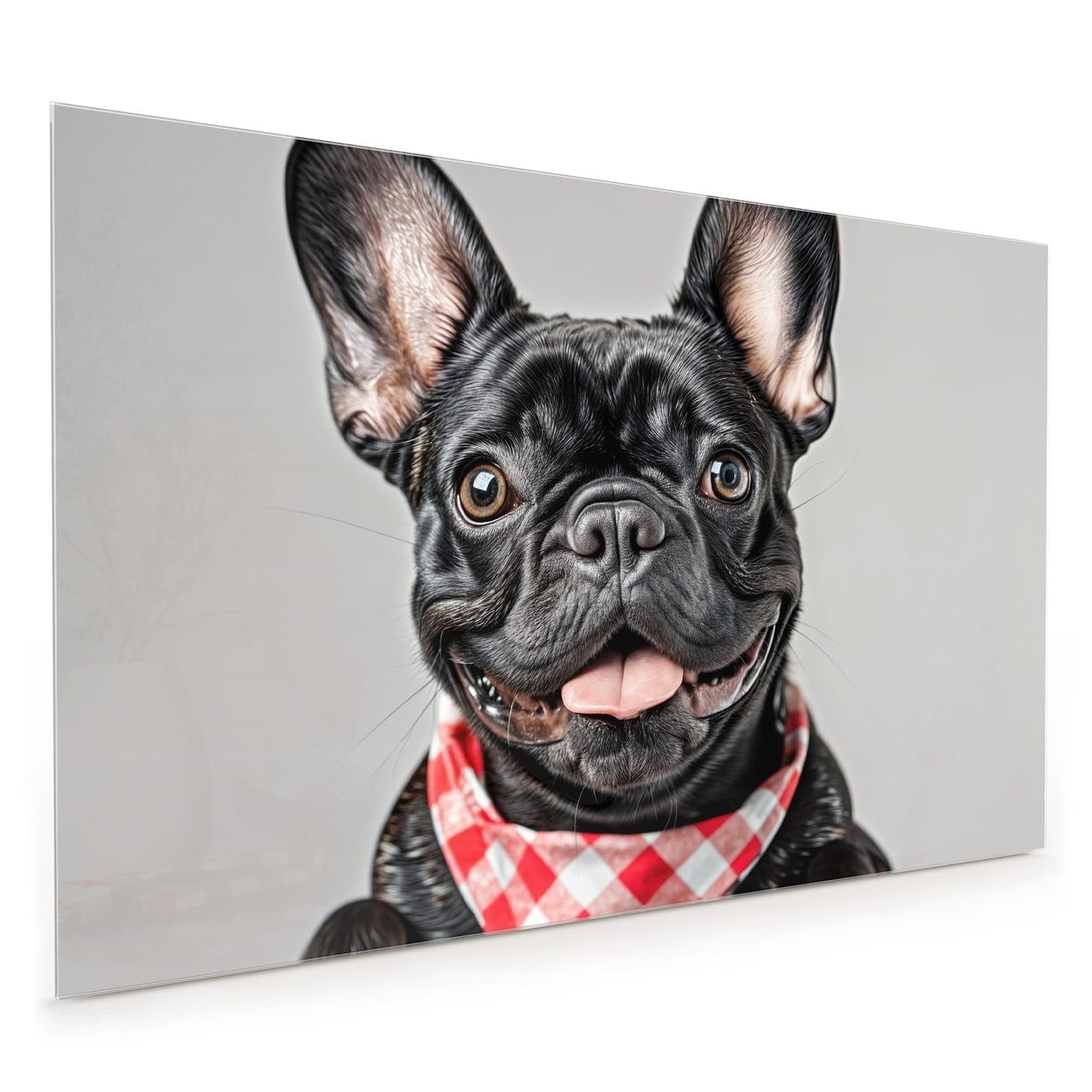 Primedeco Küchenrückwand Spritzschutz, Herdblende aus Glas - Motiv Französische Bulldogge