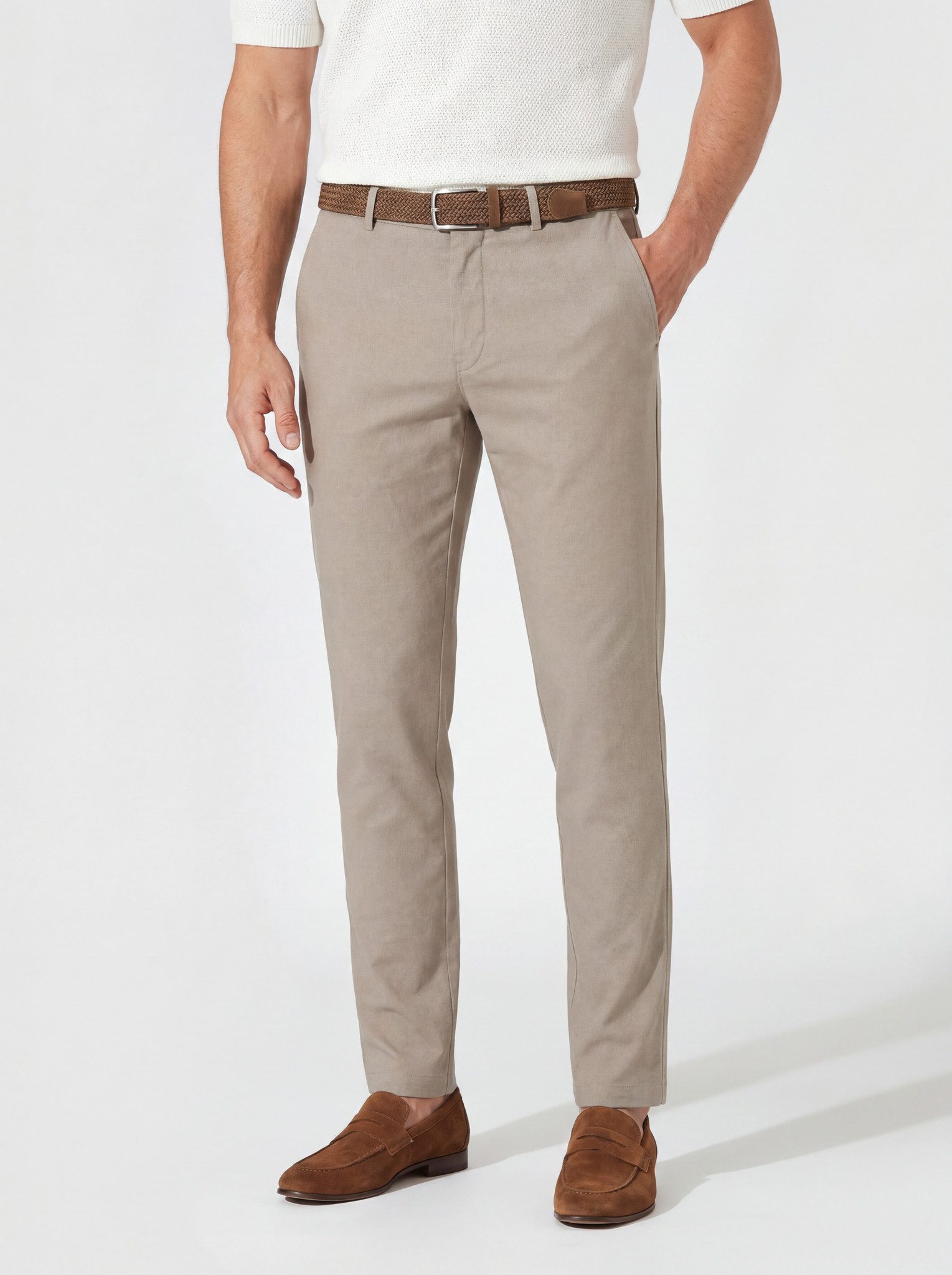 Hiltl Chinos Peco Essential Chino Herren Regular Fit, hellbraun, 98 Comfort Stretch & feines Diamantfinish