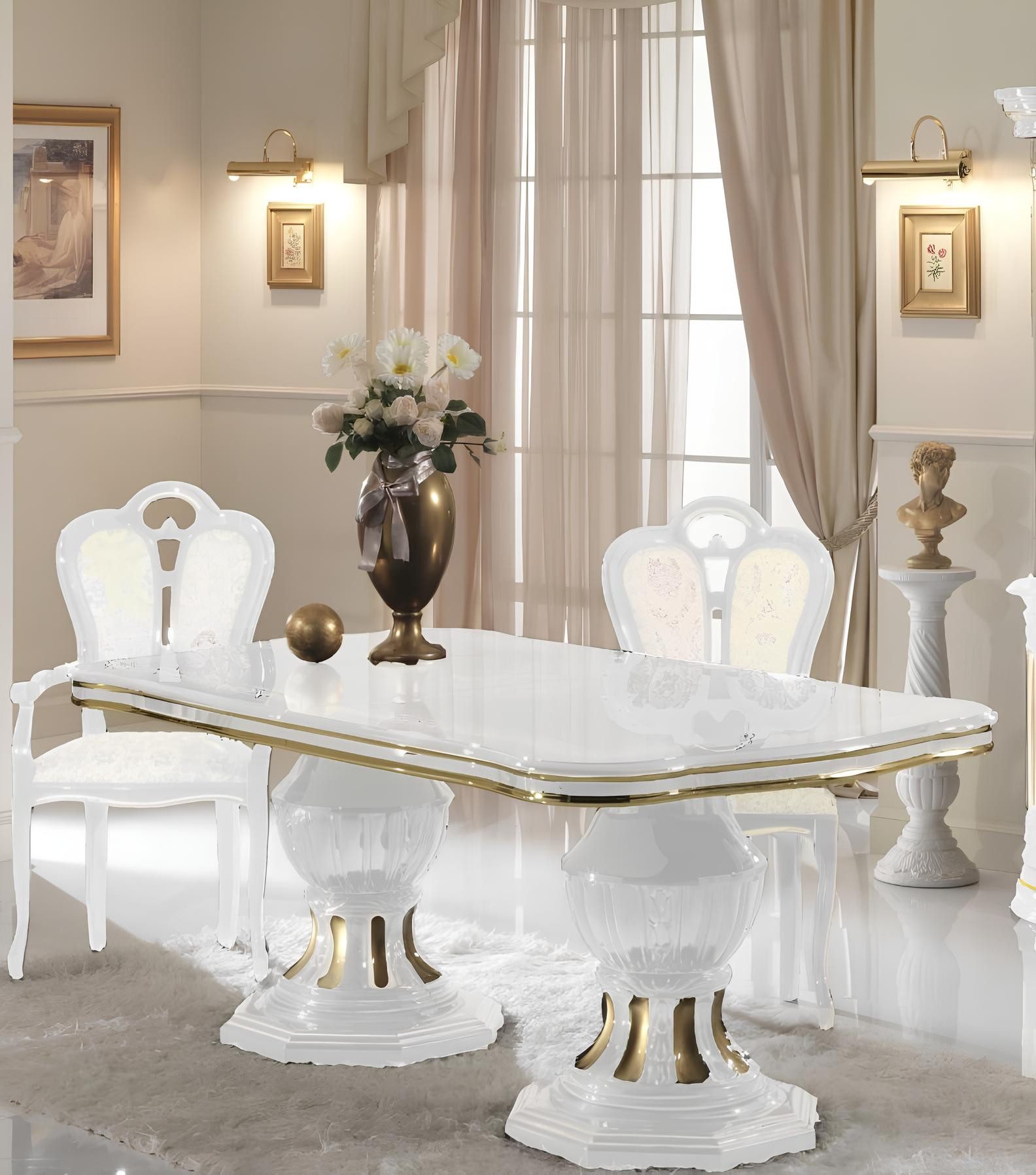JVmoebel Esstisch Eleganter italienischer Tisch aus hochwertigem Holz in Weiß (Packung, 1-St., Tisch), Made in Italy