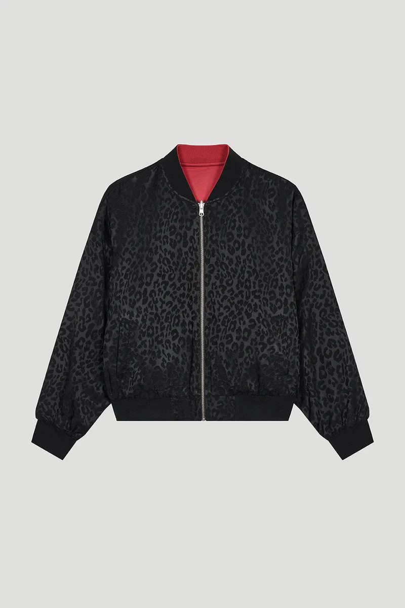 OH APRIL Kurzjacke Elin Reversable Bomber Jacket Leo Black/Maroon