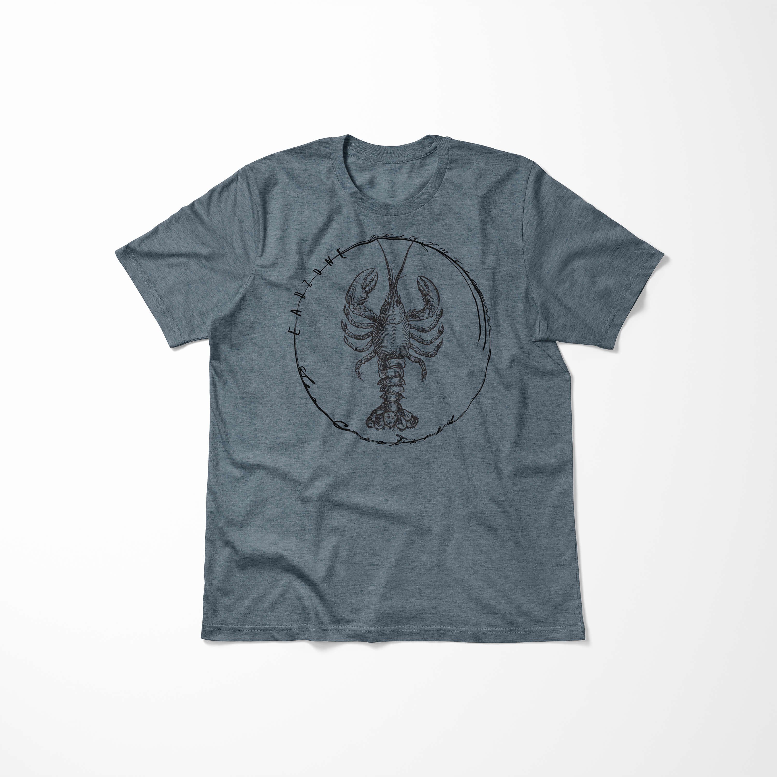 Tiefsee Serie: Art T-Shirt 077 Sea Sinus Schnitt Fische T-Shirt - Sea und Struktur sportlicher feine / Creatures, Indigo