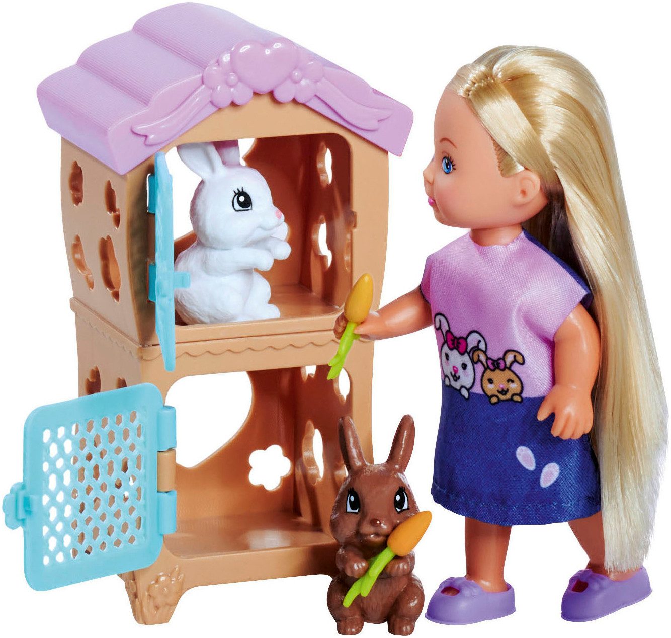 SIMBA Anziehpuppe Steffi Love, Rabbit Family, mit Schwester Evi und zwei Hasen