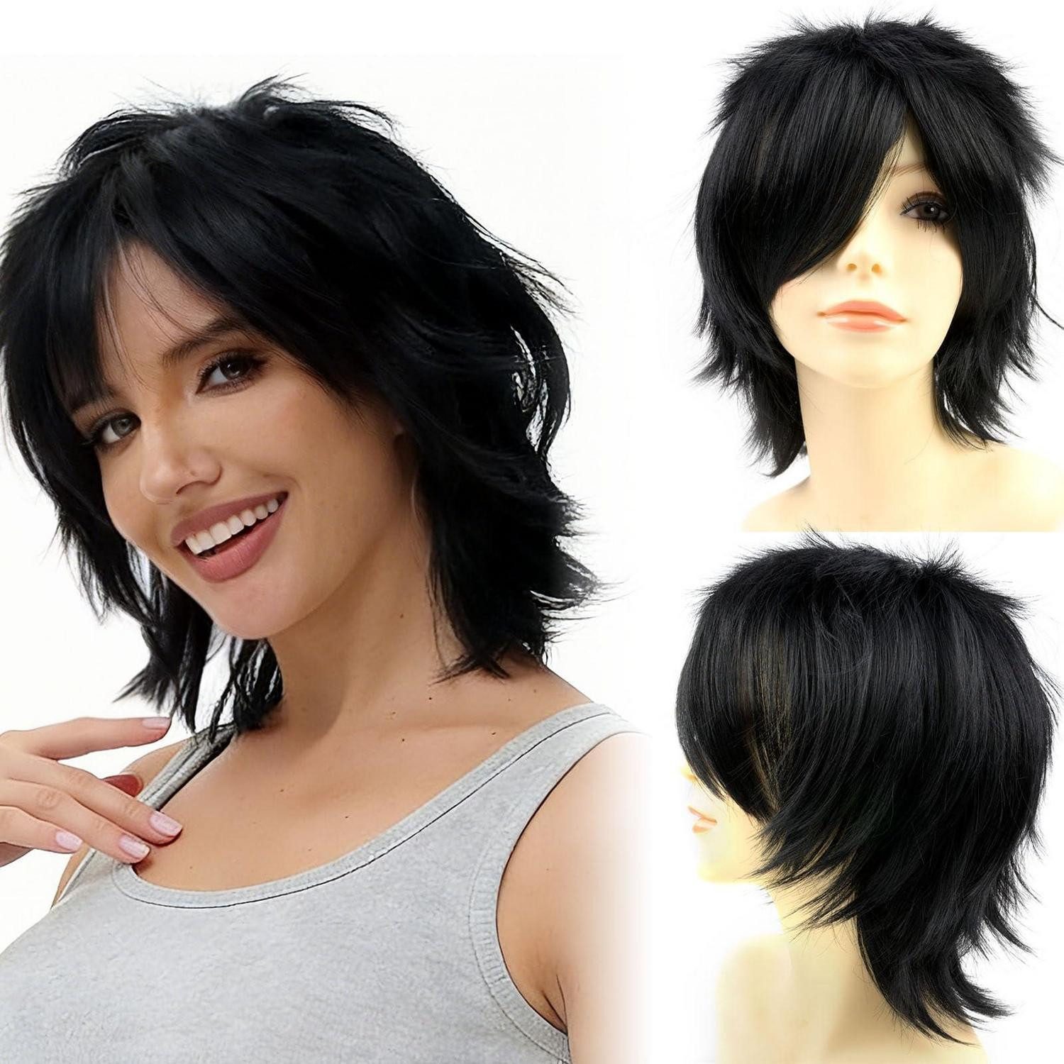 LuxusKollektion Kostüm-Perücke Perücke Cosplay Schwarz Kurzhaar Synthetisch Herren Damen Tiefschwarz