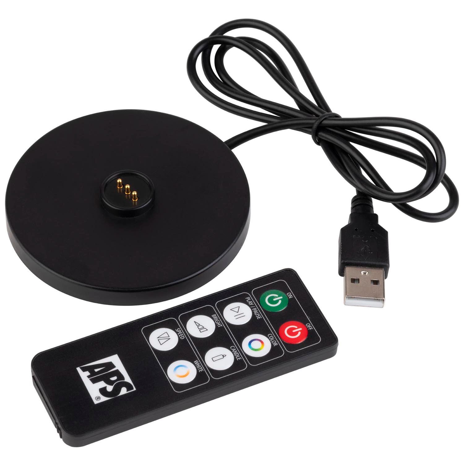 APS LED Tischleuchte "JOSEF Mini" Kabellose USB-C Tischleuchte, USB-Ladefunktion, LED fest integriert, warmweiß - kaltweiß, Spritzwasssergeschützt IP 54, inkl. Dockinstation und Fernbedienung