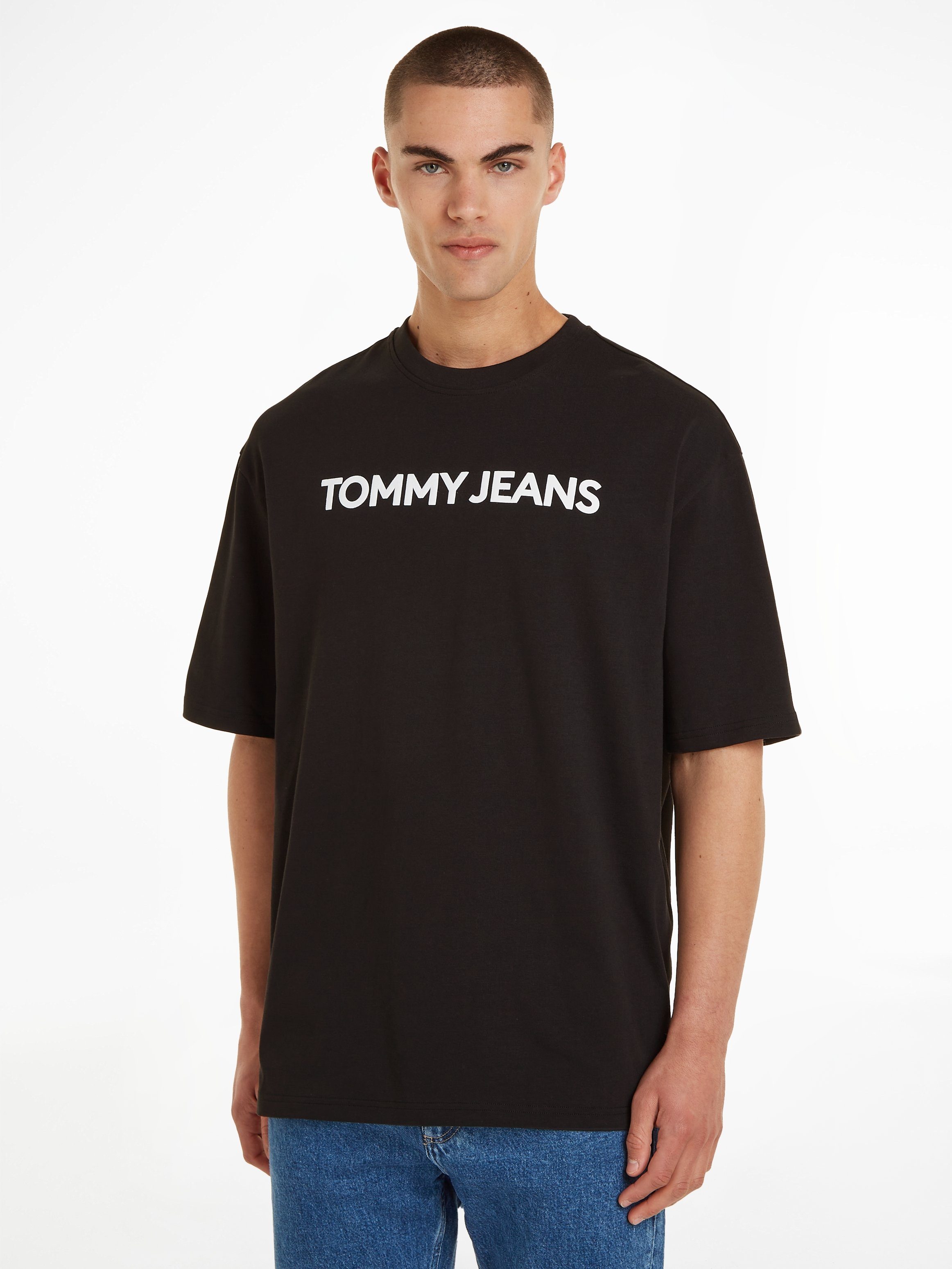 Tommy Rundhalsausschnitt CLASSICS BOLD TJM OVZ Black mit TEE EXT T-Shirt Jeans