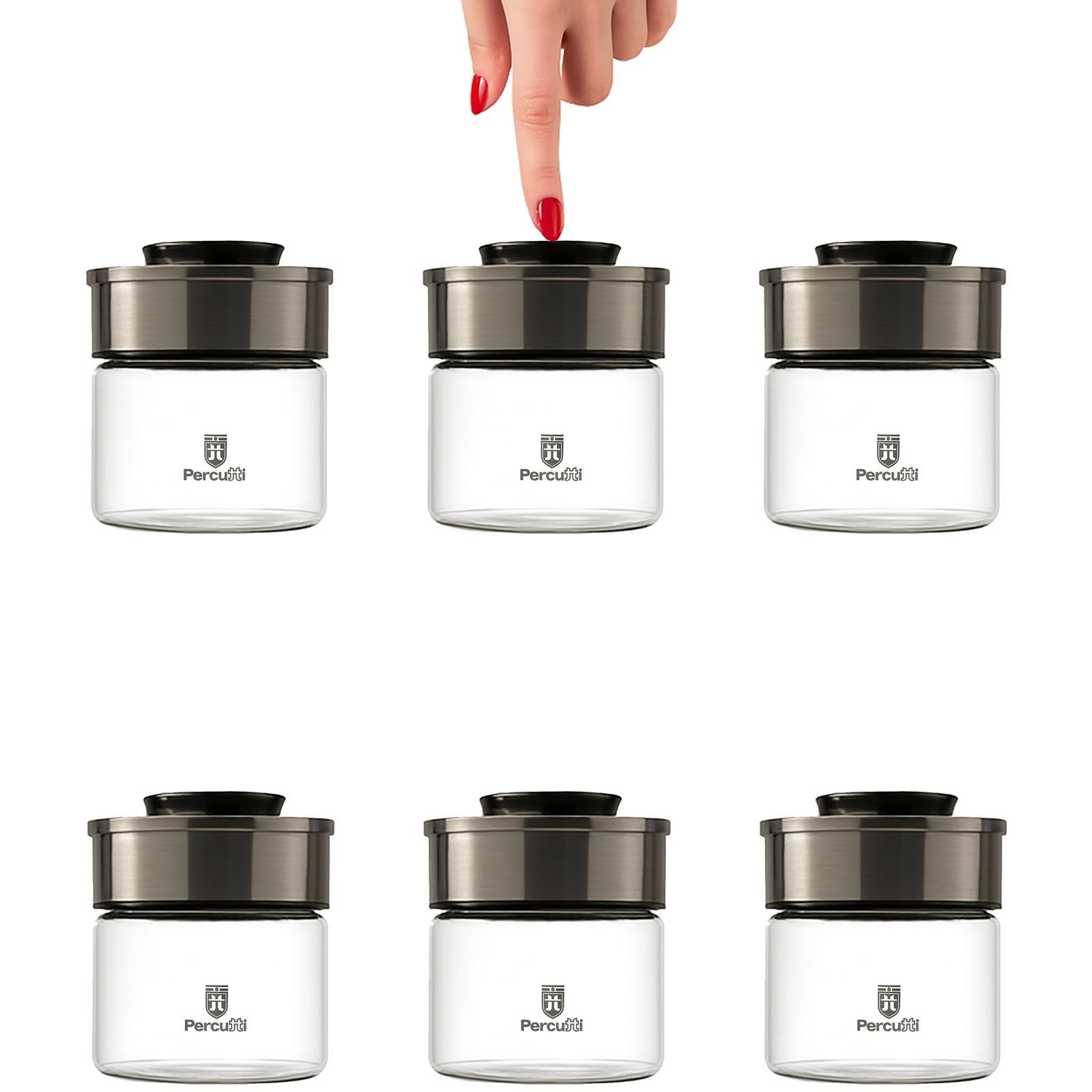 BURI Vorratsglas 6x Vakuum Vorratsdosen Glas 450ml Vorratsgläser Vakuumdeckel luftdicht, Glas