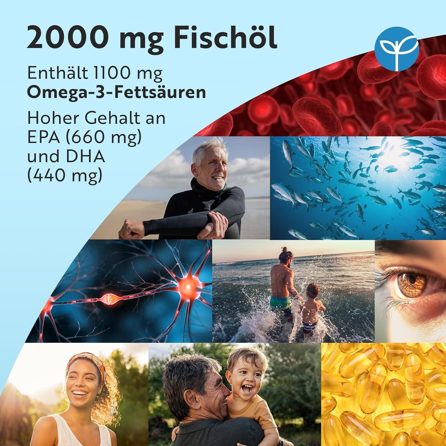 Nutravita Omega 3 Kapseln – Hochdosiert mit EPA & DHA Weichkapseln, 1 er 2000mg Fischöl Kapseln mit 660mg à 240 St., 322 g, 240 Weichkapseln (4 Monate Vorrat)