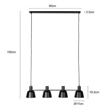 Lucande Hängeleuchte Servan, dimmbar, Leuchtmittel nicht inklusive, Design, Eisen, Schwarz matt, 4 flammig, E27, Design-Hängeleuchte