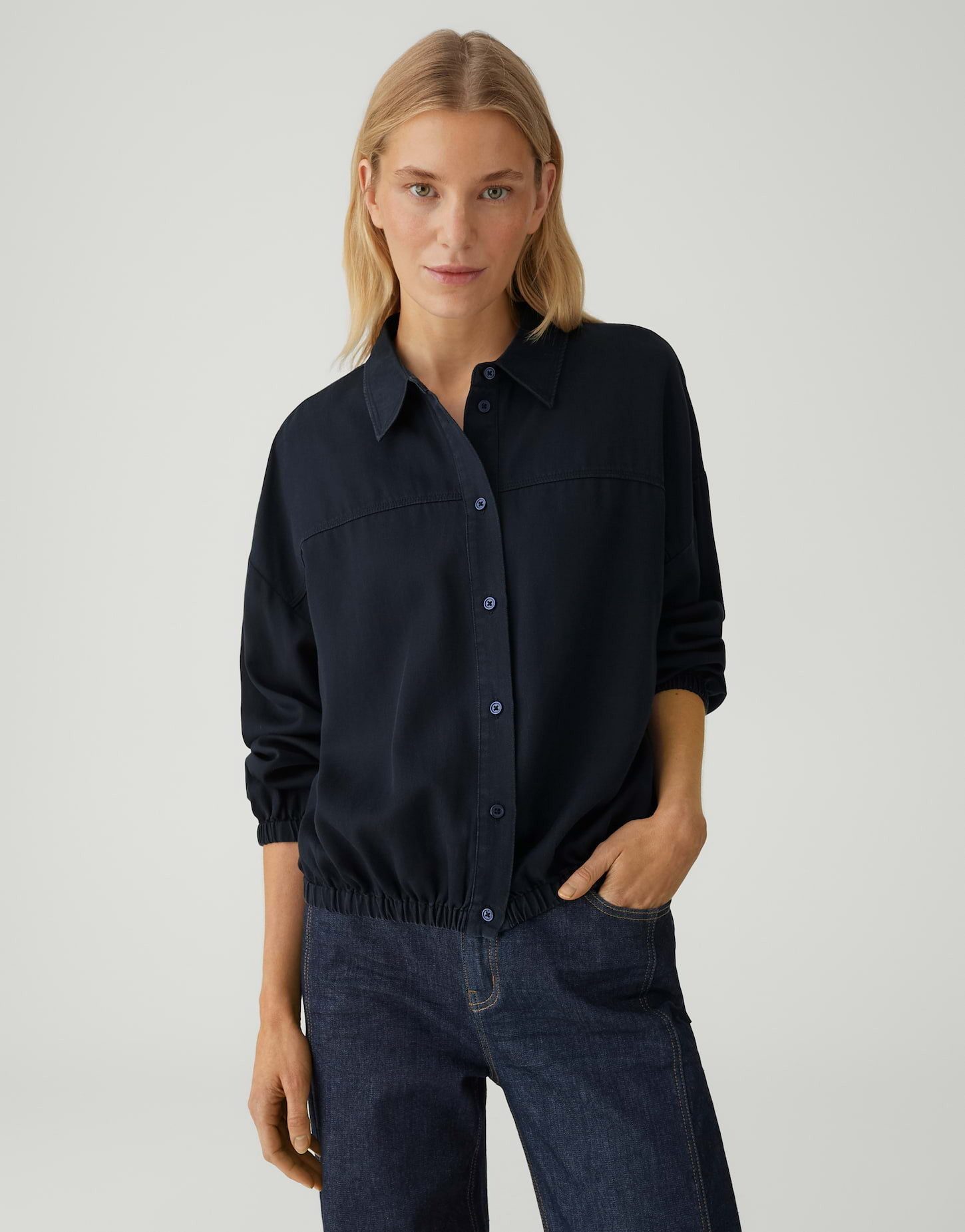 OPUS Hemdbluse FYNAMO aus weicher Lyocell Qualität Lockere Passform, ovaler günstig online kaufen