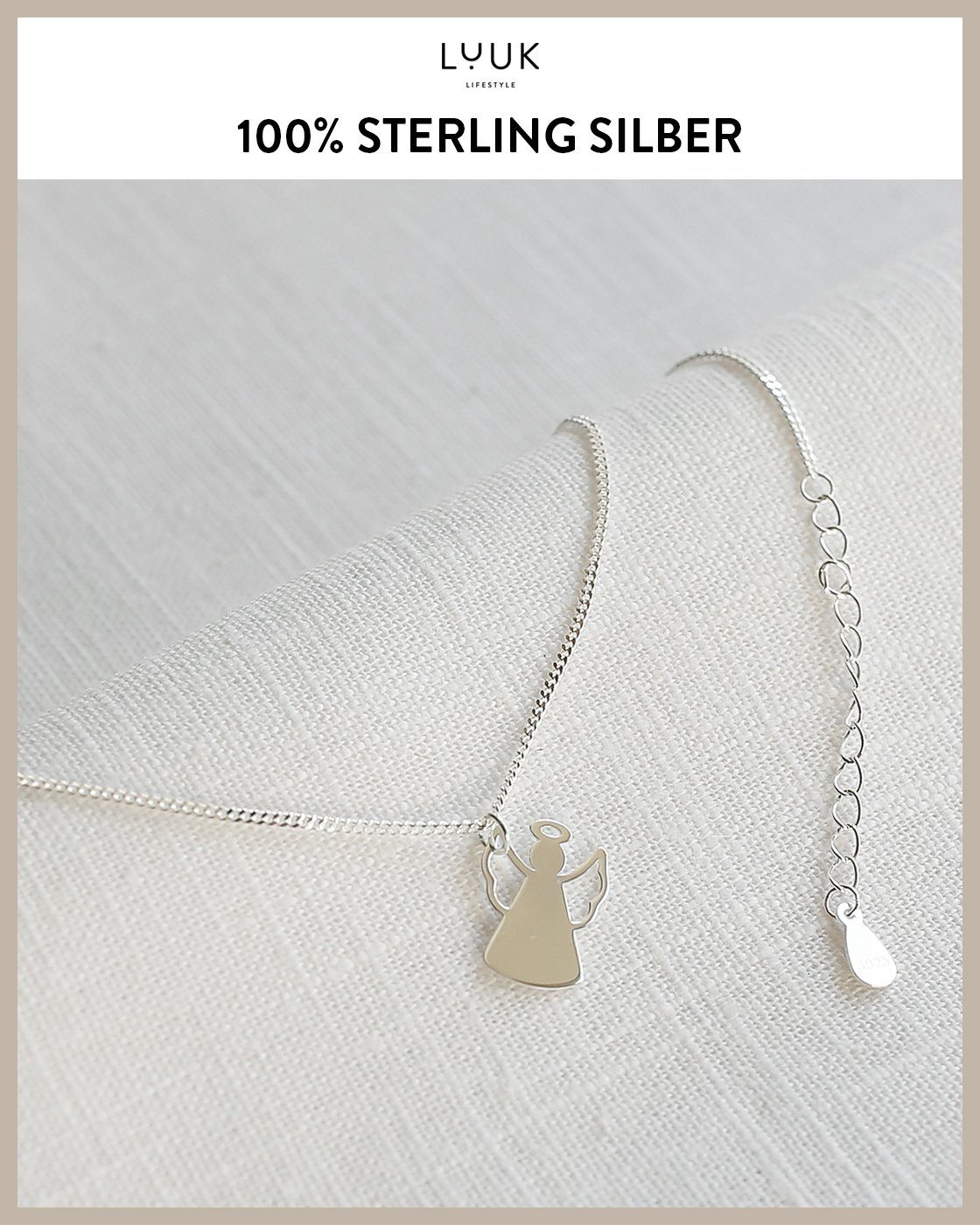 Geschenkkarte, Sterlingsilber 925er HAPPINESS LUUK LIFESTYLE Silberkette Schutzengel,