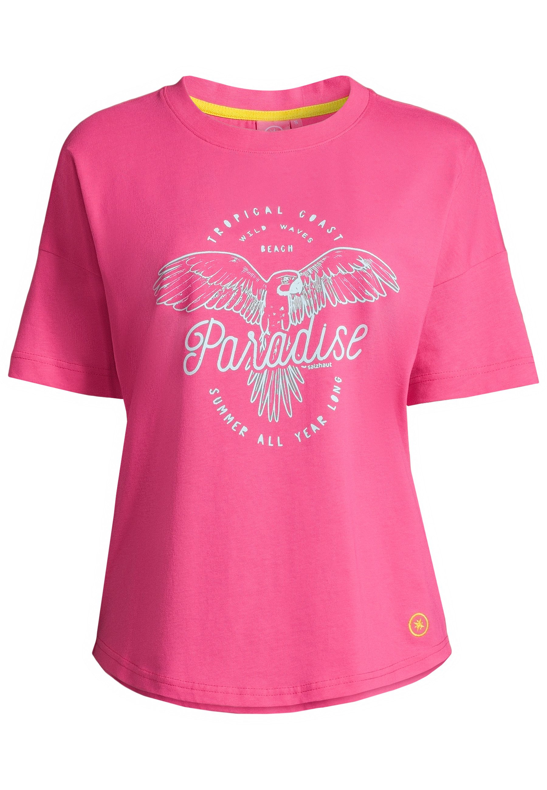 salzhaut T-Shirt FIPSIE Paradise Damen normale Passform Endlich wieder Sommer! bequemes T-Shirt, Shirt, Top, Oberteil
