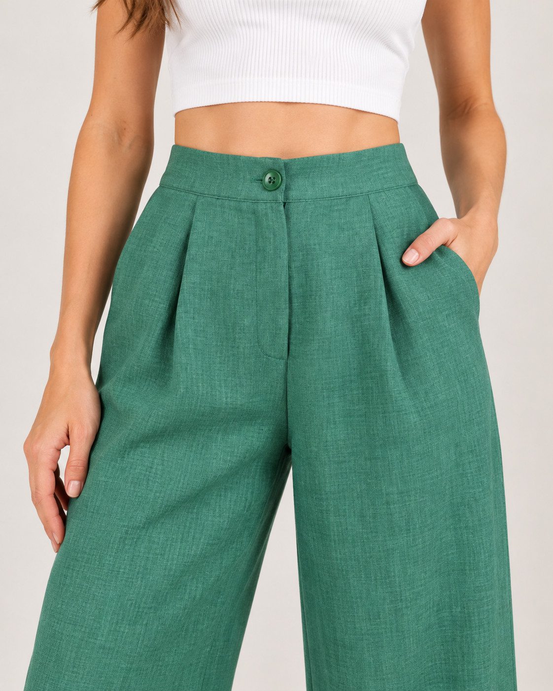 fashionshowcase Palazzohose Damen Stoffhose High Waist – elegante Bundfaltenhose mit weitem Bein – Bild 5 von 5