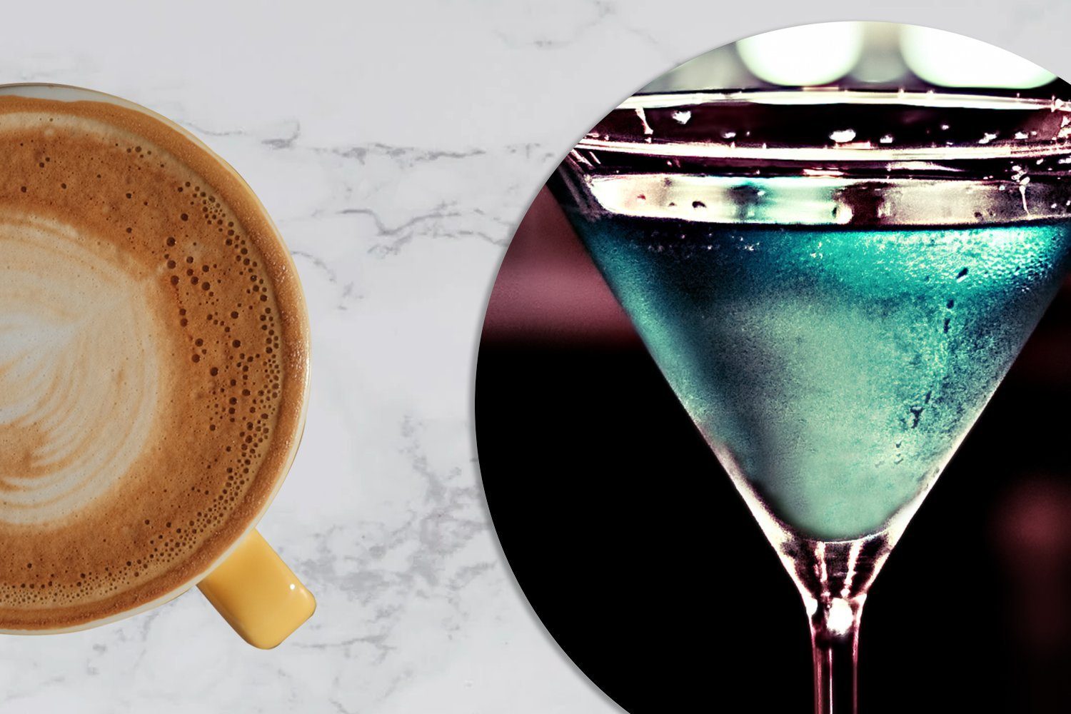 MuchoWow Glasuntersetzer Blauer Martini-Drink in Zubehör für Korkuntersetzer, Gläser, Becher Retro-Farben, Tasse, 6-tlg., Getränkeuntersetzer, Tassenuntersetzer