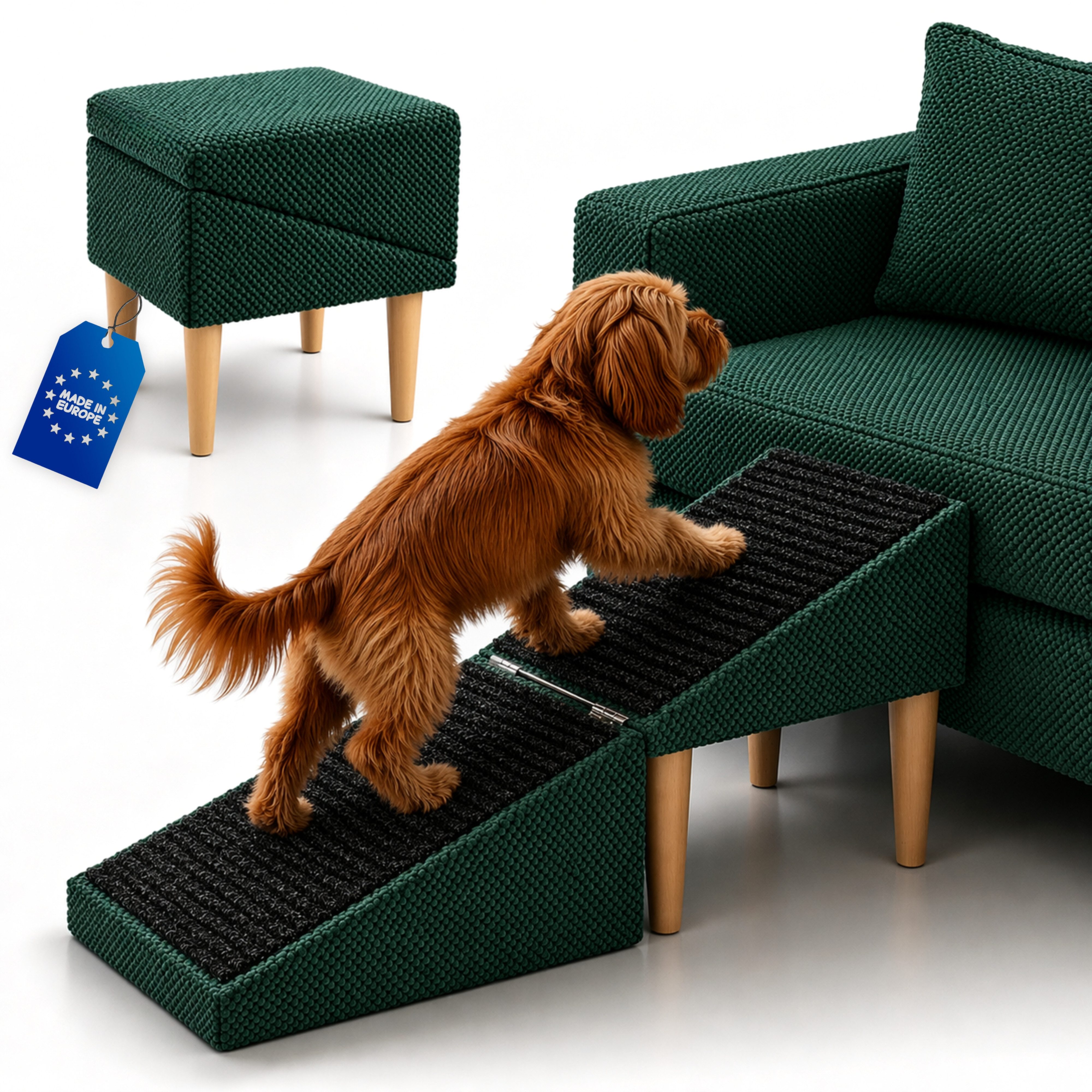 Outentin Haustiertreppe Hundetreppe klappbar mit Polster - Hunderampe Sofa Bett Katze (100 kg Belastbarkeit 2-in-1 Funktion 72x36x36 cm, 16 Farben, 1-St., Rutschfeste Oberfläche, Gelenkschonend, Pflegeleicht, Für Innenbereich)