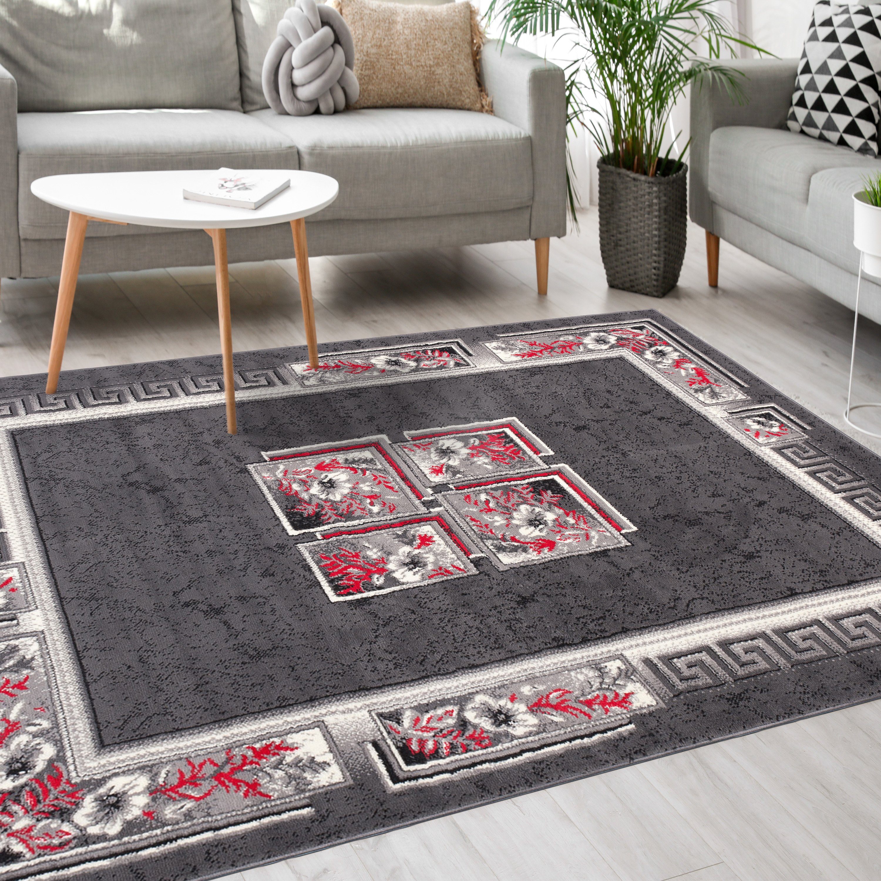 Mazovia Designteppich Modern Teppich Kurzflor Wohnzimmerteppich Robust und pflegeleicht GRAU, 250 x 300 cm, Fußbodenheizung,Allergiker geeignet,Farbecht,Pflegeleicht,Geometrisch