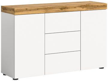 INOSIGN Sideboard Mambo, Breite 125cm, in Weiß/Wotan Eiche Melamin, Wohnzimmer, Wohnzimmermöbel, Kommode, Schrank, Sideboard
