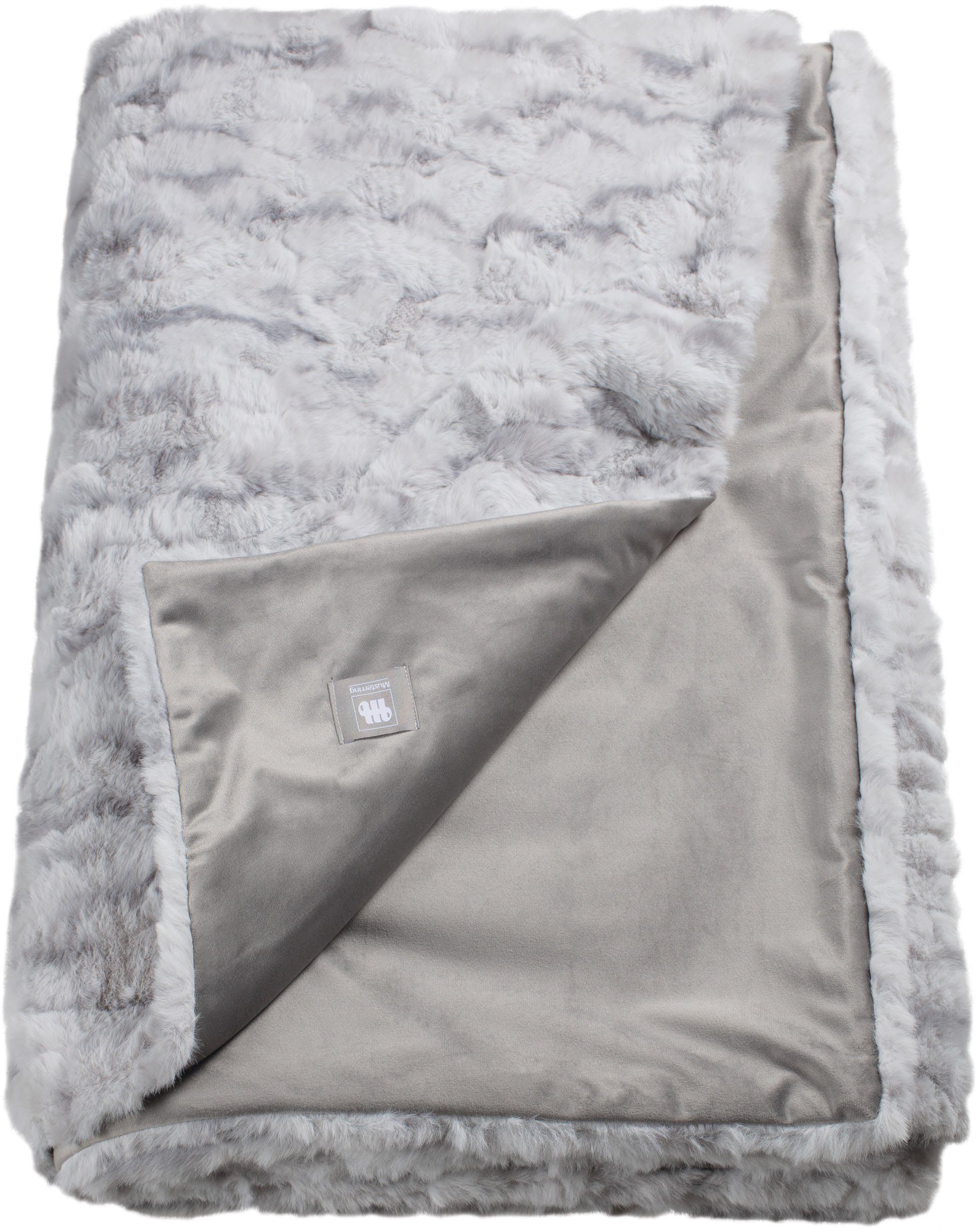 Kuscheldecke Flurry, aus Wohndecke weichem grau Musterring, Kunstfell,