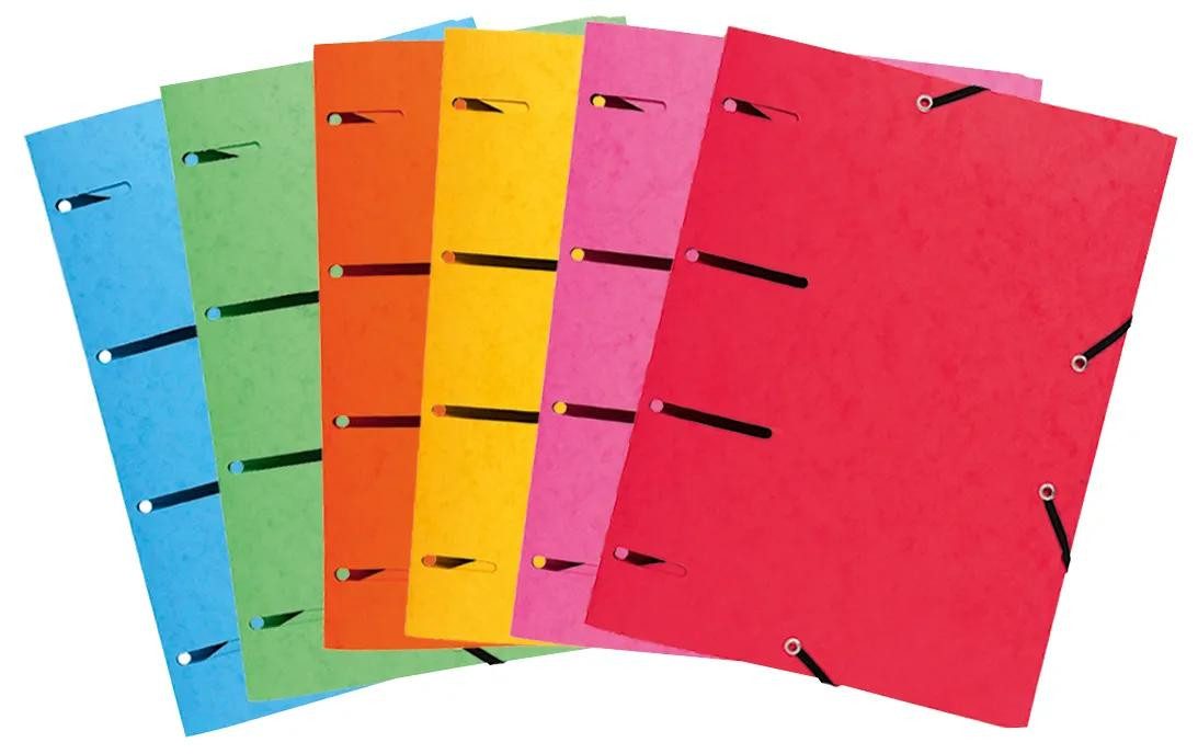 Organisationsmappe 25x Aktenmappe +Gummizug 3 Klappen gelocht Karton A4 sortiert 447100E