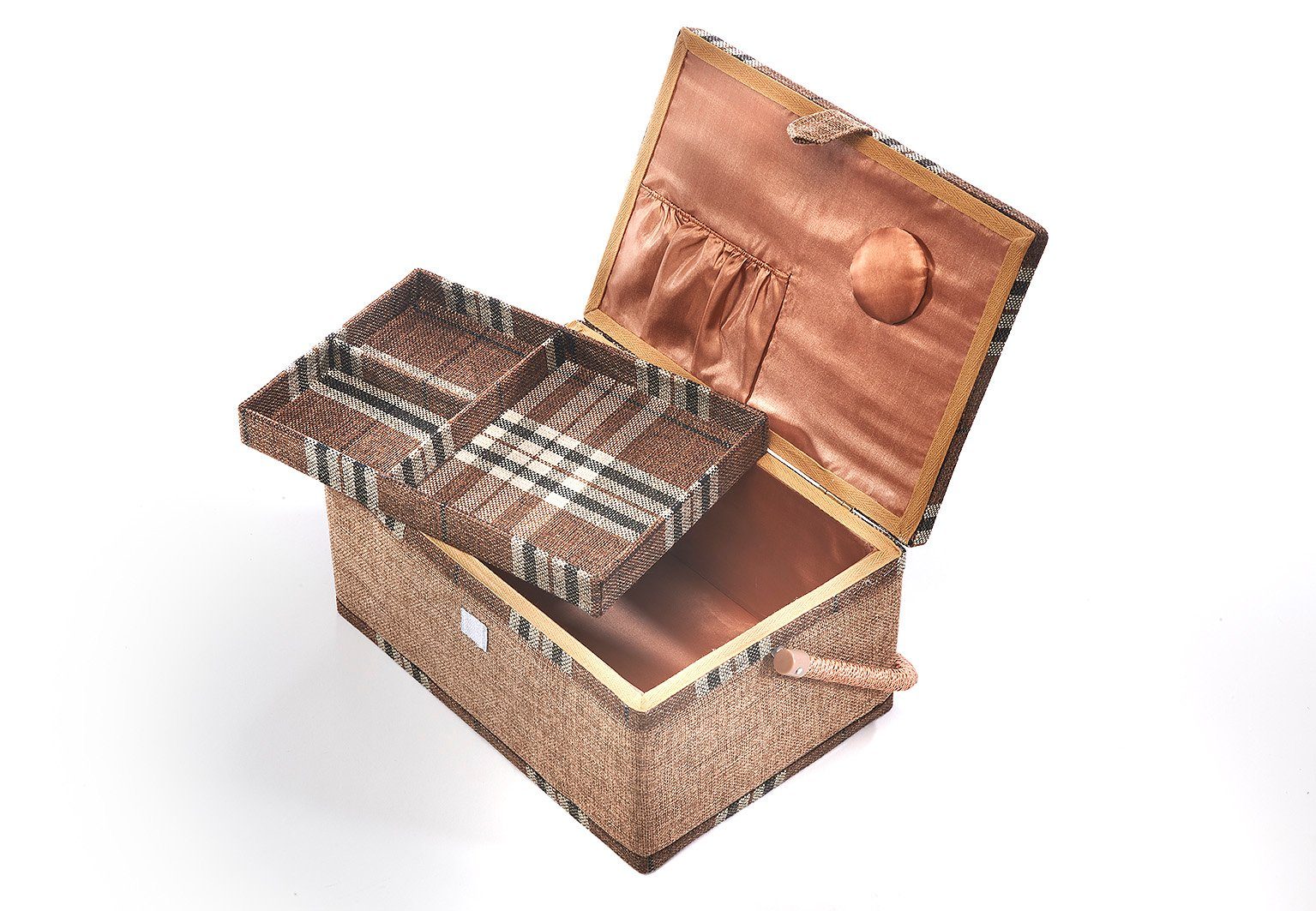 Nähkästchen Aus Korb & Stoff - Handarbeitskorb Mit Nadelkissen & Einteilung