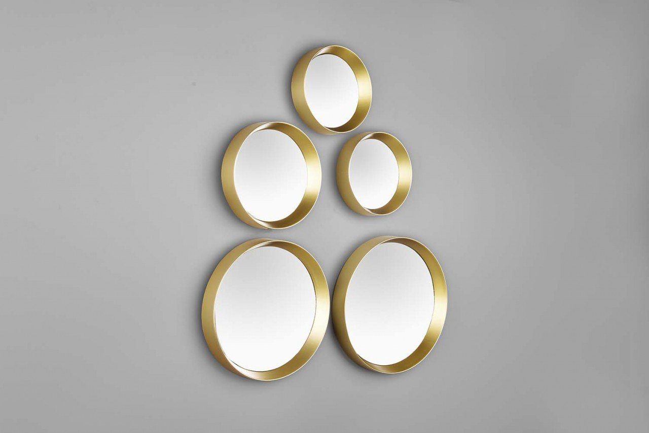 MIRRORS AND MORE Spiegel Vivien Rahmenspiegel 5er Set goldfarben | Dekospiegel