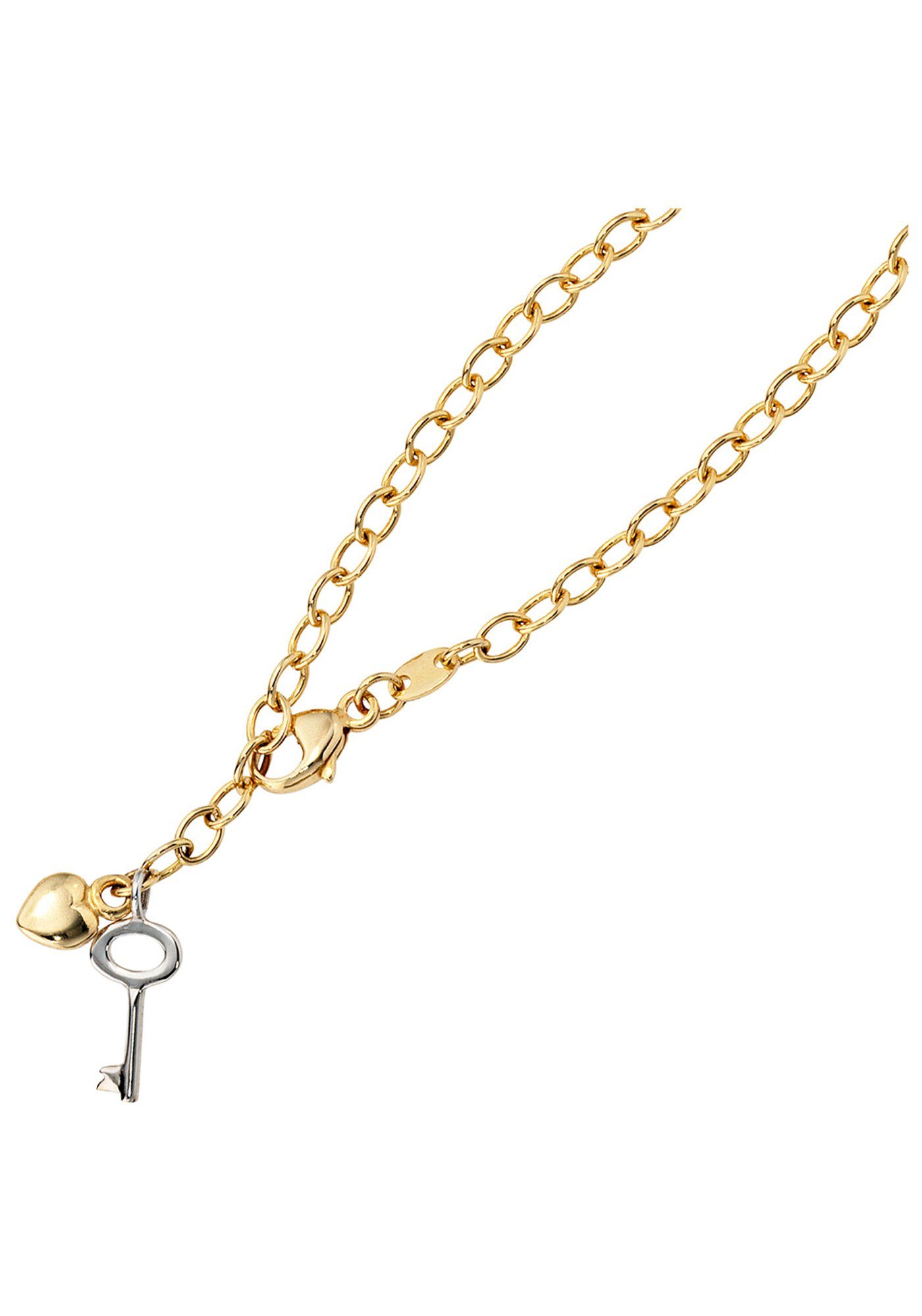 JOBO Fußkette Schlüssel Herz, 585 Gold bicolor 26 cm günstig online kaufen