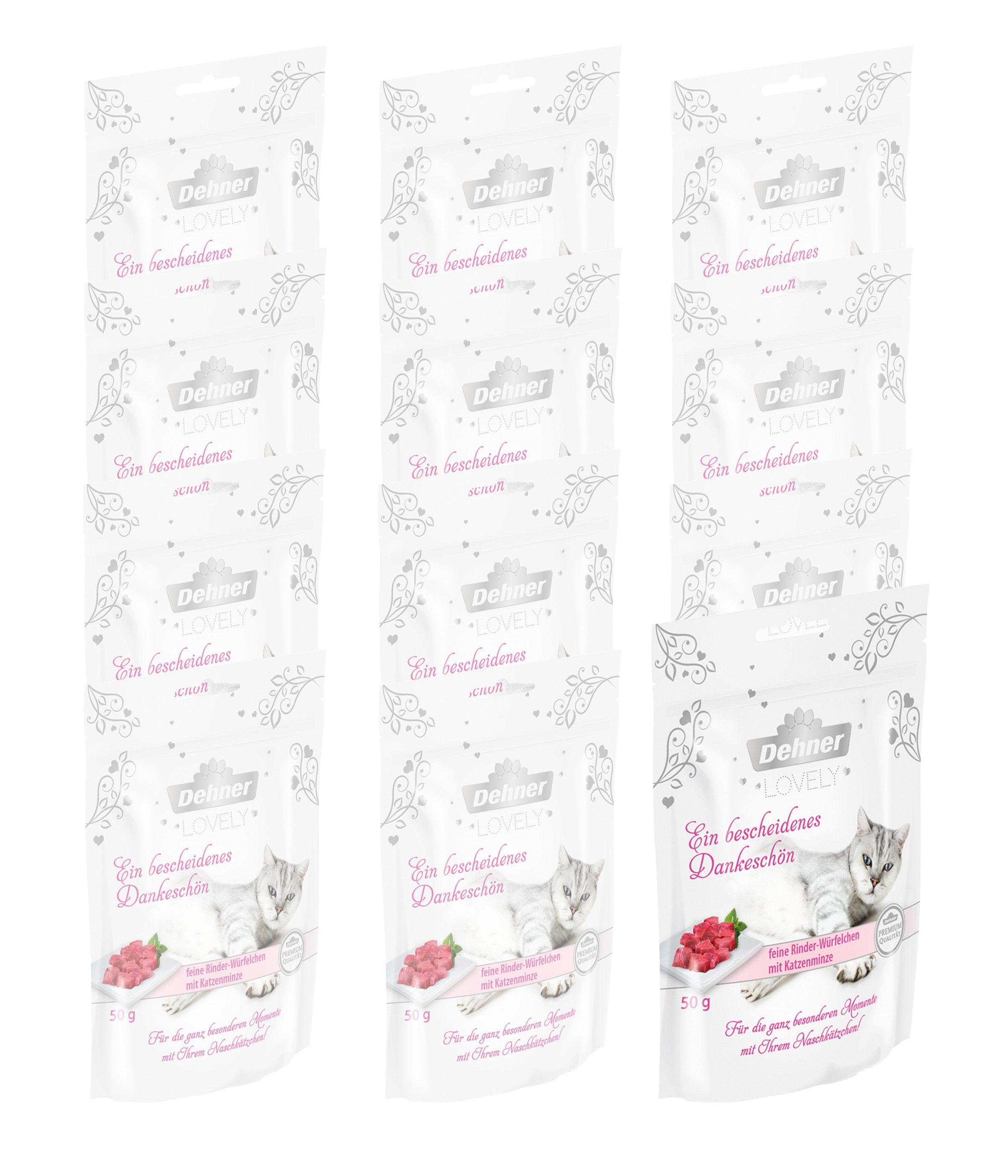 Dehner Adult, Rind und Katzenminze, 12 x 50 g (600 g) Rind, Snack für: Katze