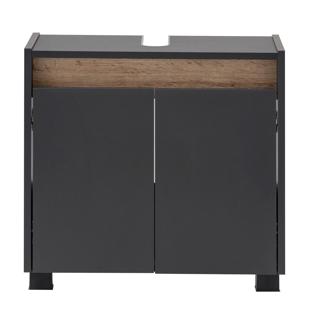Lomadox Waschbeckenschrank Corato Anthrazit mit Blende in Wildeiche Nb. 56,9/54,6/33 cm