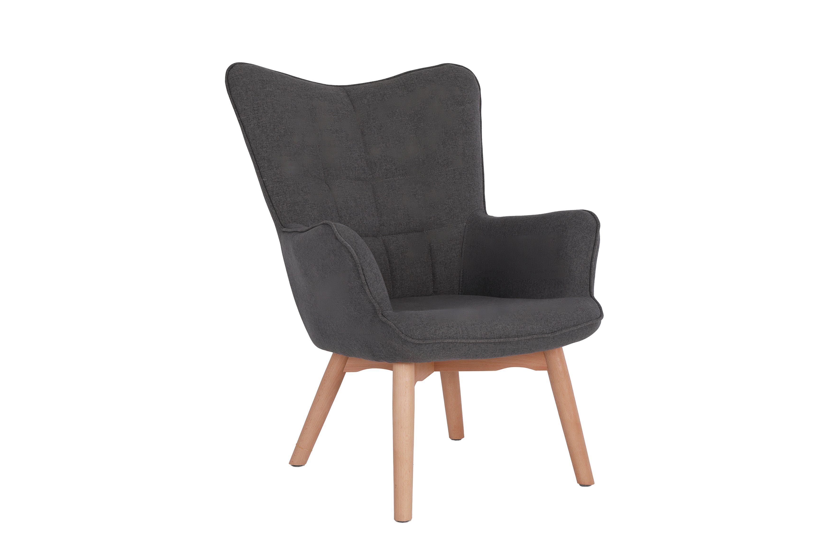 byLIVING Sessel ADAM (Webstoff-Bezug grau, als Set mit Hocker verfügbar), B  72, H 96, T 80 cm
