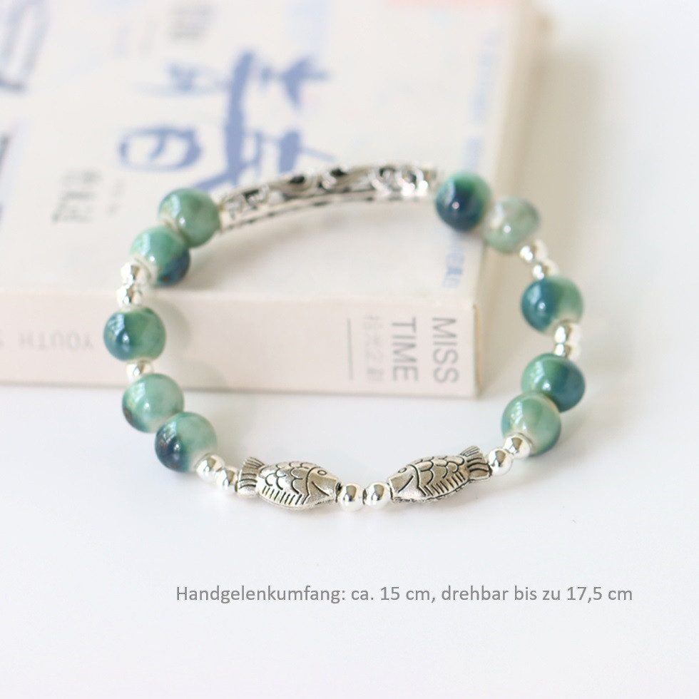 101DIYStudio Wickelarmband Kinder Handgefertigt verstellbar mit Perlen aus Porzellan (G)