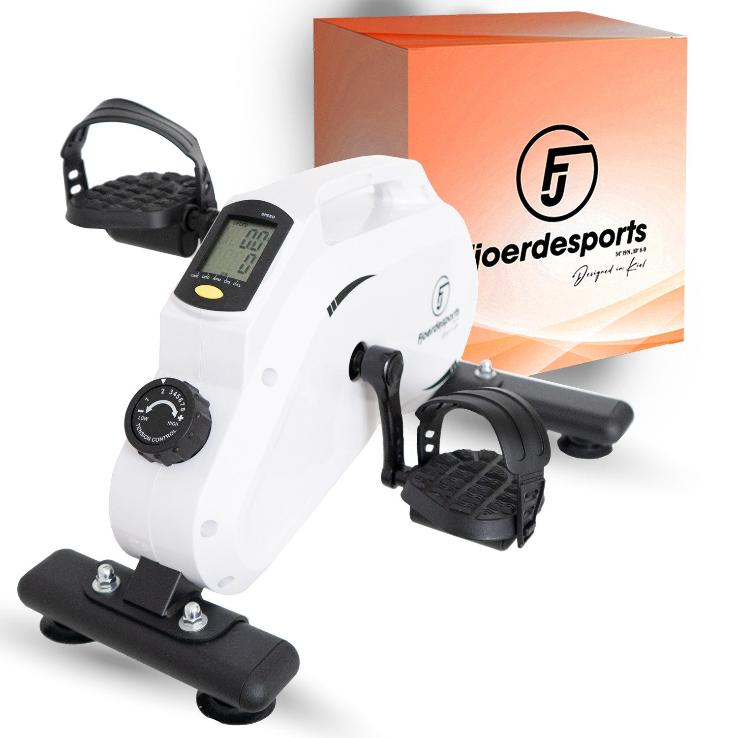 Fjoerdesports Heimtrainer Mini-Heimtrainer, Arm- und Beintrainer, Bewegungstrainer (Seniorentrainer, Trainieren im Home Office, besonders leise, verstellbarer Widerstand, Fitness, Workout, rutschfeste Standfüße, 100 kg max. Benutzergewicht, Pedaltrainer, Bewegungstrainer, Bewegungstherapie, Home Office), LCD-Display, Fitnesstraining, Training am Schreibtisch