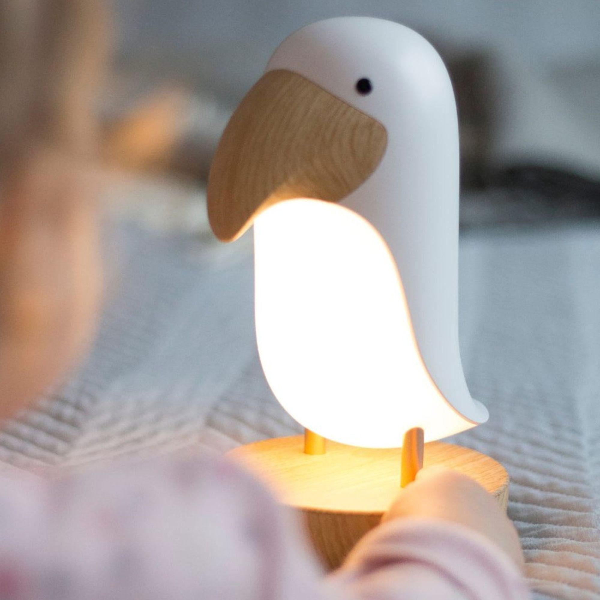 Rabbit & Friends LED Nachtlicht Vogel Lampe mit Lautsprecher (weiß), LED fest integriert