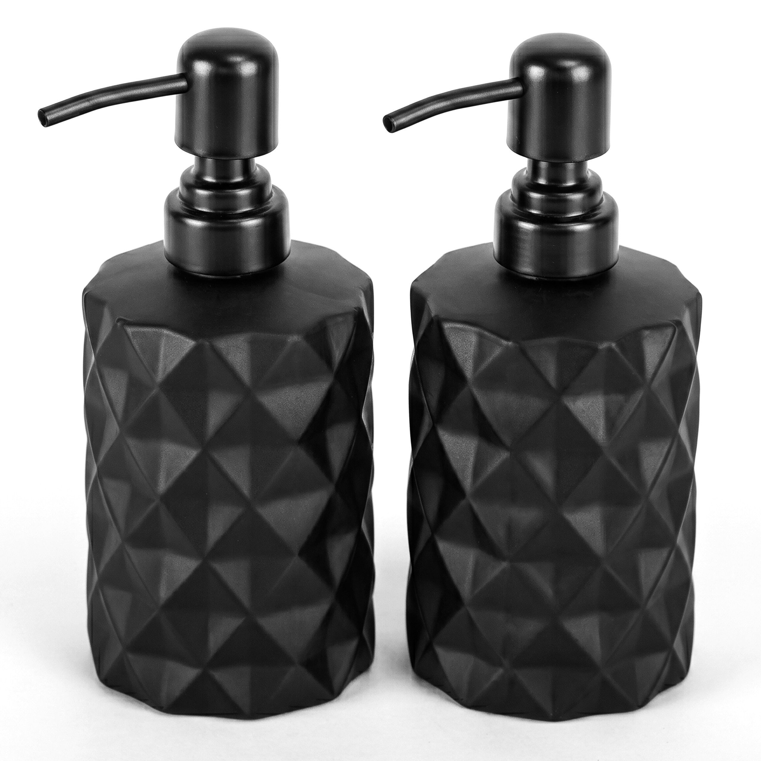 relaxdays Seifenspender Schwarze Seifenspender 2er Set 350 ml, (2-tlg)