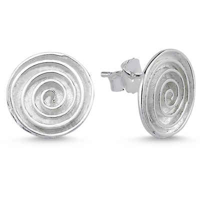 Vinani Paar Ohrstecker, Vinani Ohrstecker Kreis Spirale mattiert glänzend Sterling Silber 925 Ohrringe OSA