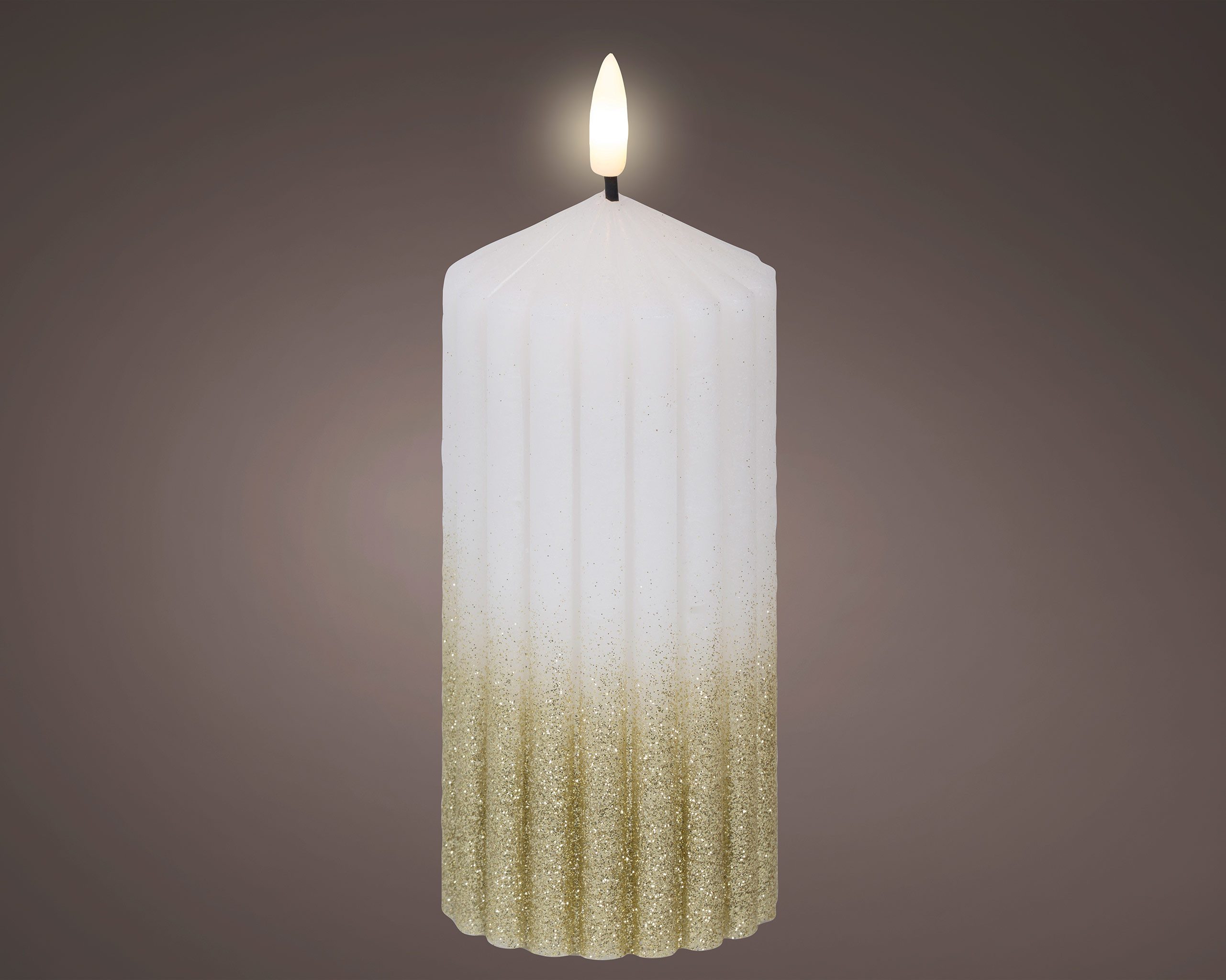 Lumineo LED-Kerze, LED Kerze mit Timerfunktion 7x15cm Wachs gerillt Weiß / günstig online kaufen