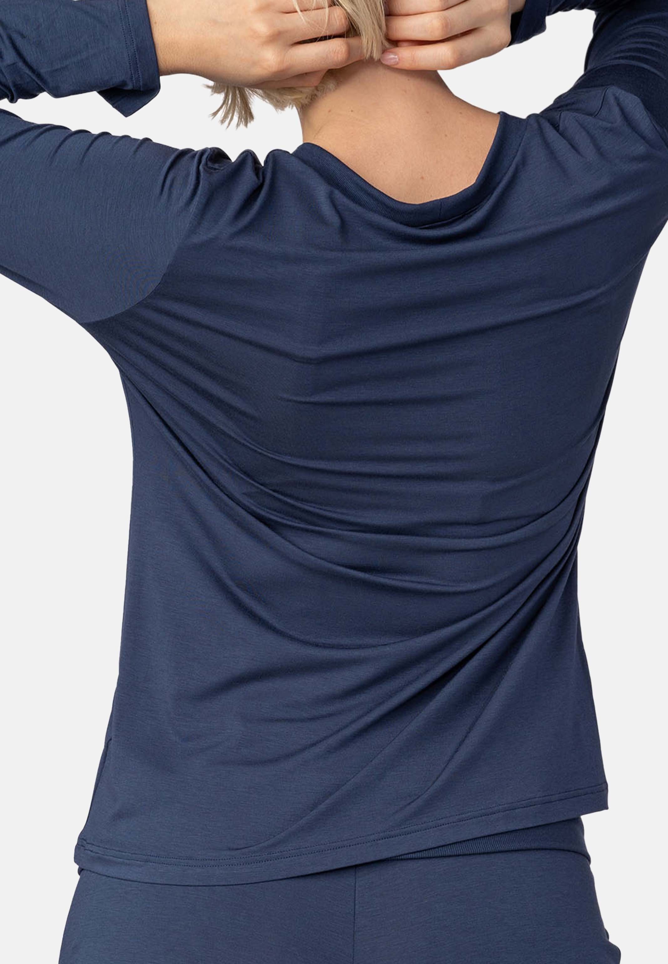 Oberteil Lounge-Shirt - Easy Mey Langarm True Schlafanzug Sleepy Pyjamaoberteil - blue (1-tlg) Elin &