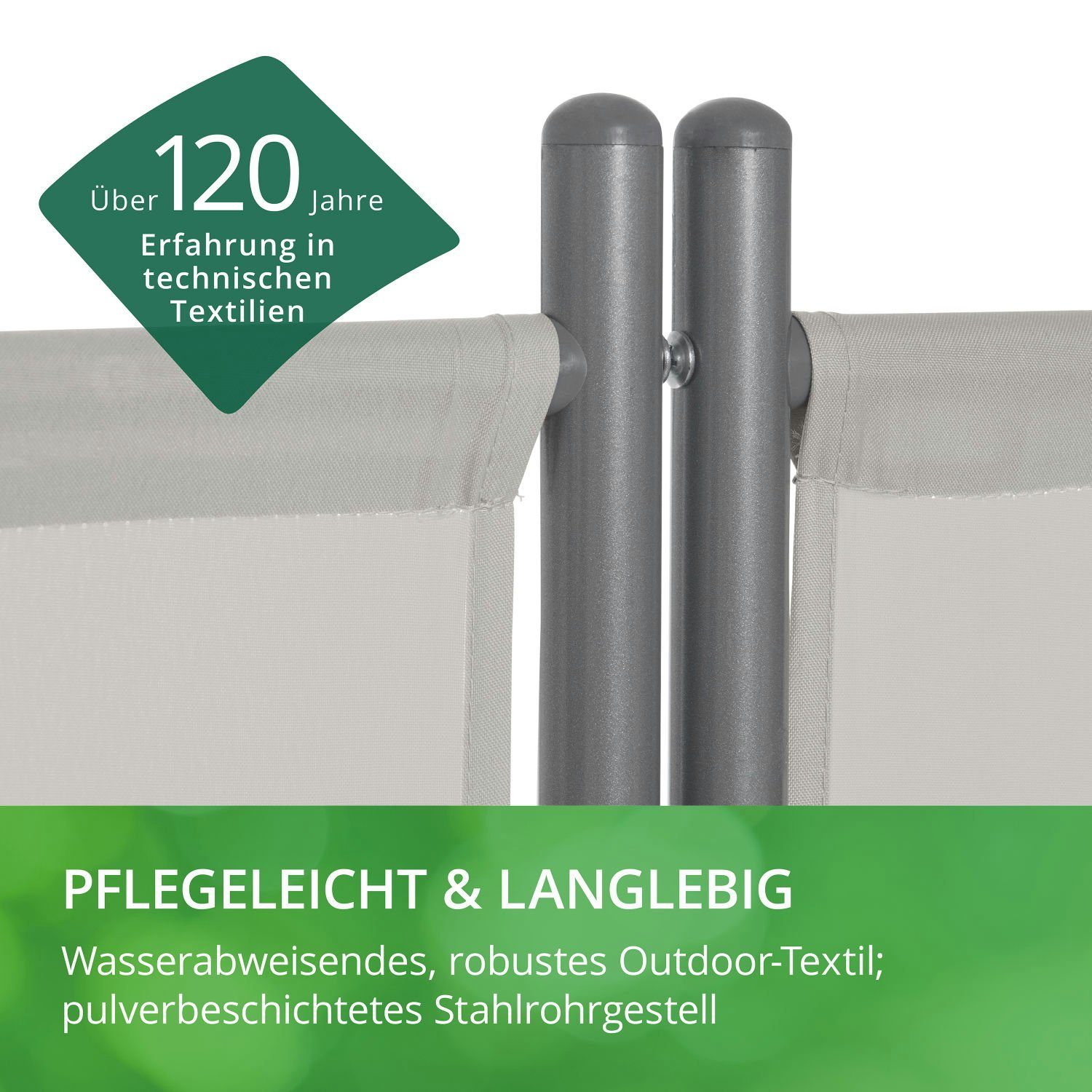 Leco Stellwand (Sonnenschutz/ Windschutz) 3-teilig mit Stahlrohrgestell – Bild 5 von 5