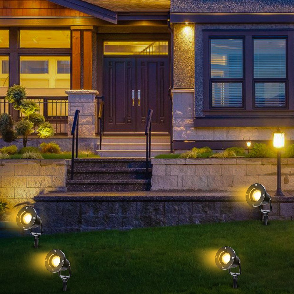 TolleTour Gartenstrahler LED Gartenleuchte mit Warmweiß 4W Gartenbeleuchtung Erdspieß