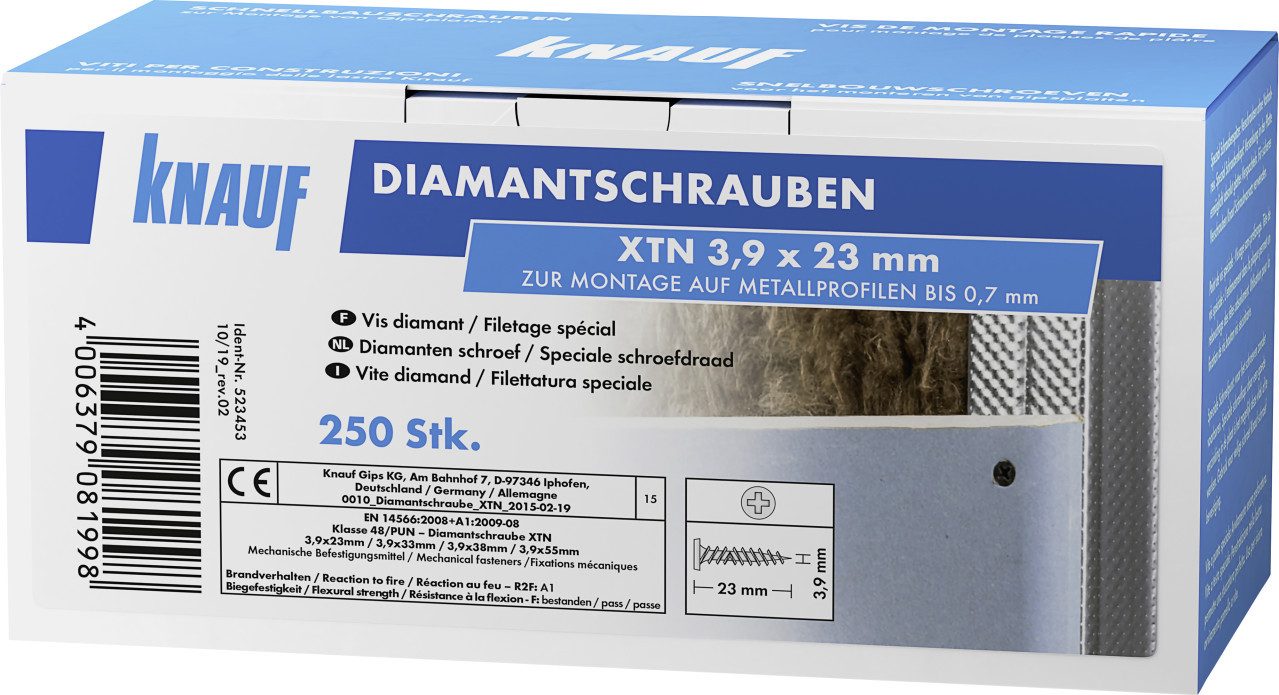 KNAUF Trockenbauschrauber Knauf Diamantschr. XTN 3,9 x 23 mm 250 Stück