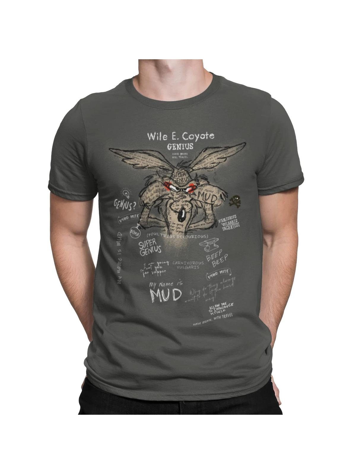 Warner T-Shirt Looney Coyote grey/white E. Genius Tunes Wile