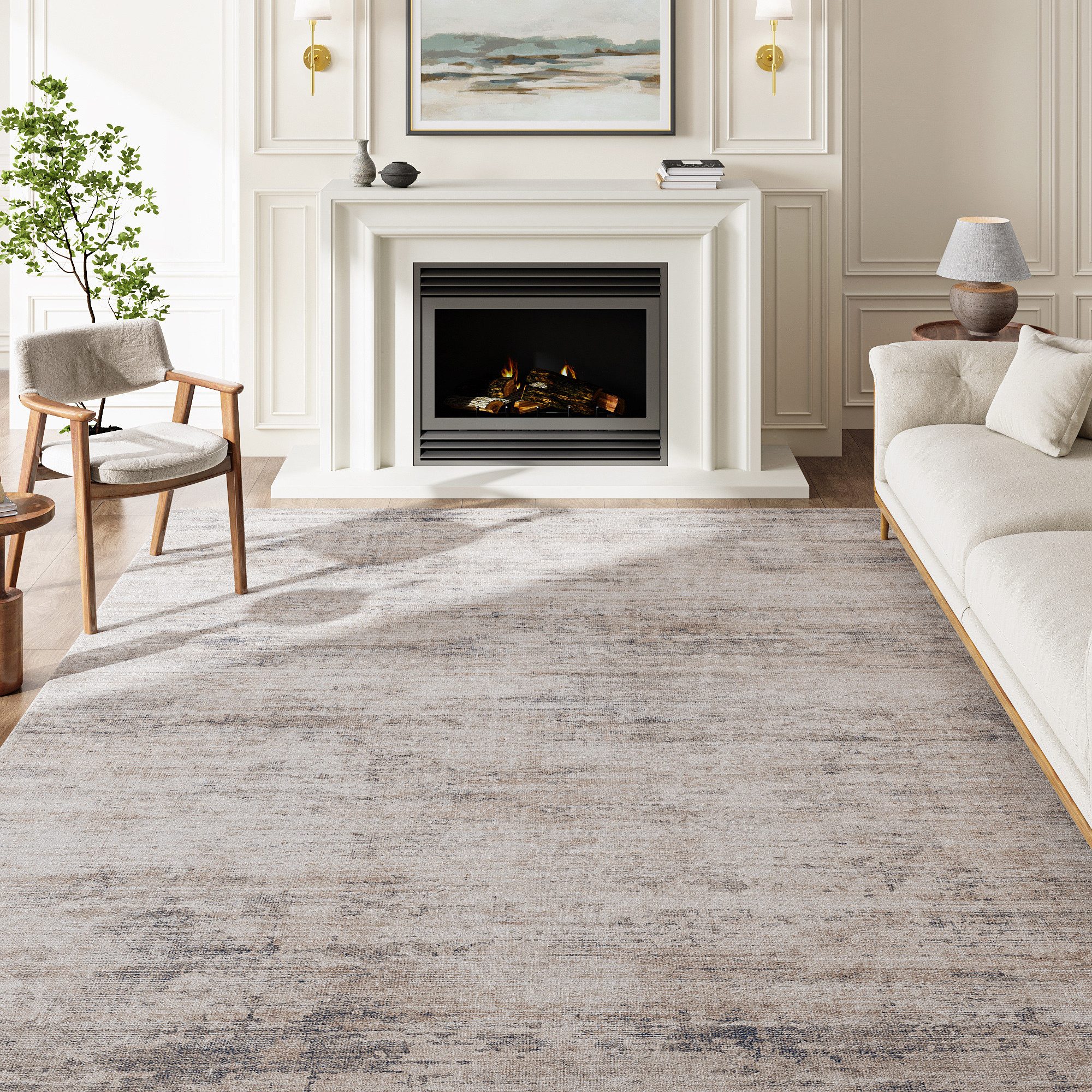 PURECOZY Teppich Kurzflor, modern abstrakt im Scandi-Look, rutschfest, weich, kuschelig, Rechteckig, Höhe: 5 mm, 160x230, 200x300, 300x400 cm, geeignet für verschiedene Innenräume