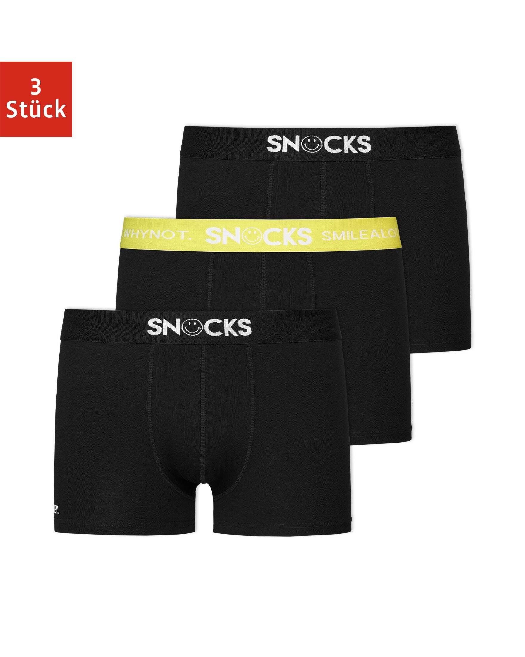 X SNOCKS SMILEY Bio-Baumwolle, Zettel aus Boxershorts ohne katzenden (3-St) Boxershorts SNOCKS